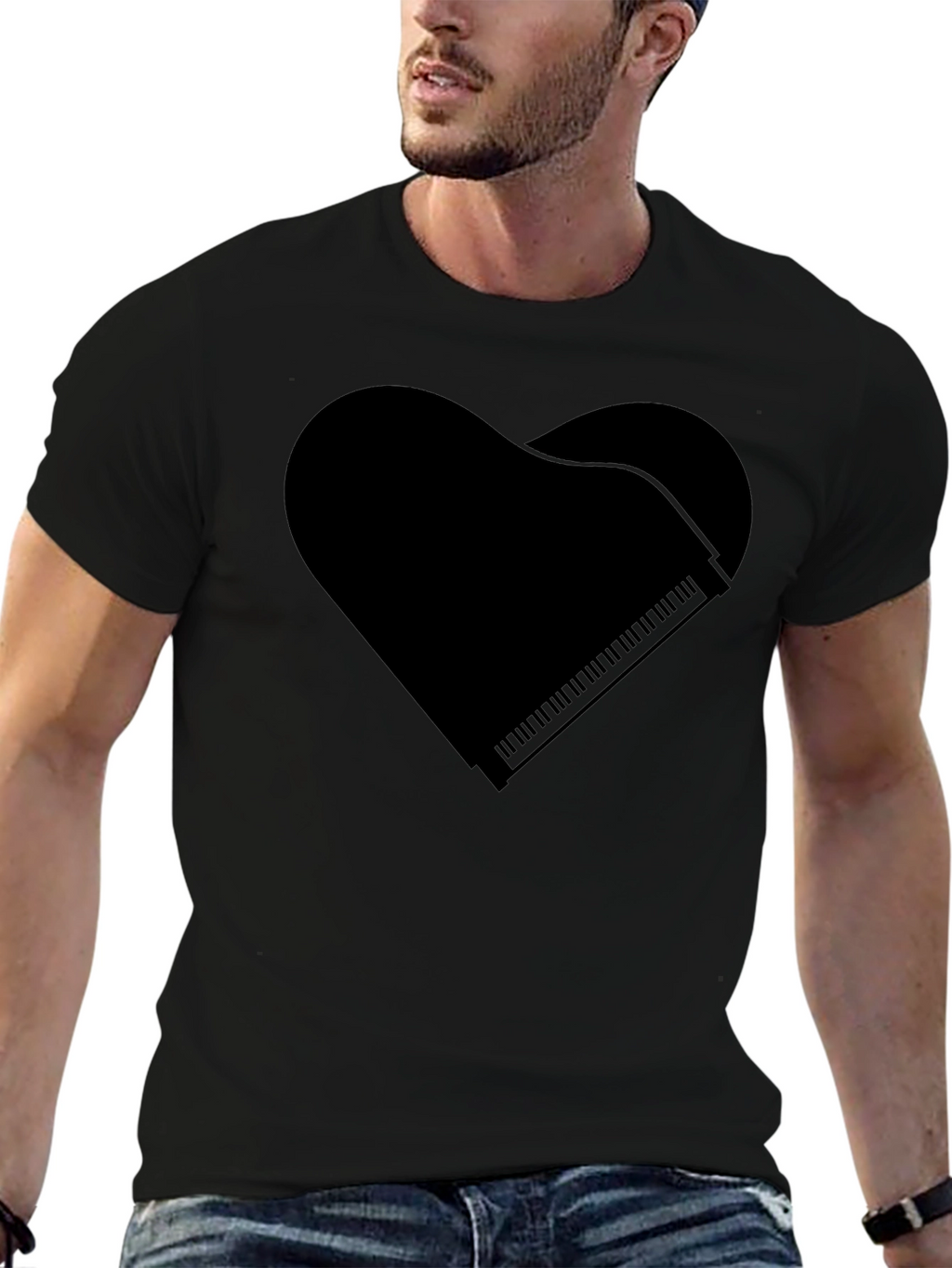 Piano Heart Graphic Tee - Music Lover Shirt