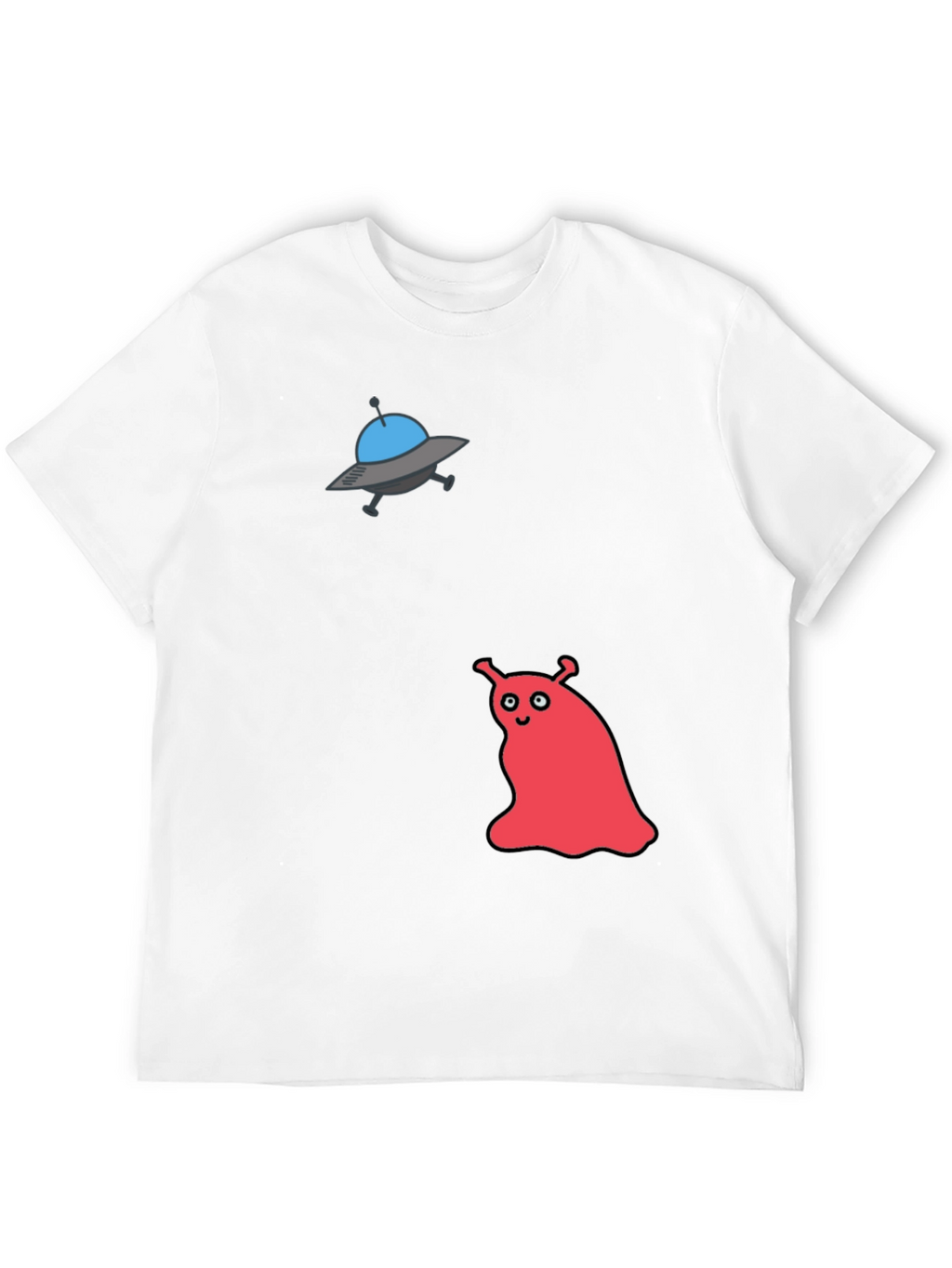 UFO & Red Alien Graphic Black T-Shirt
