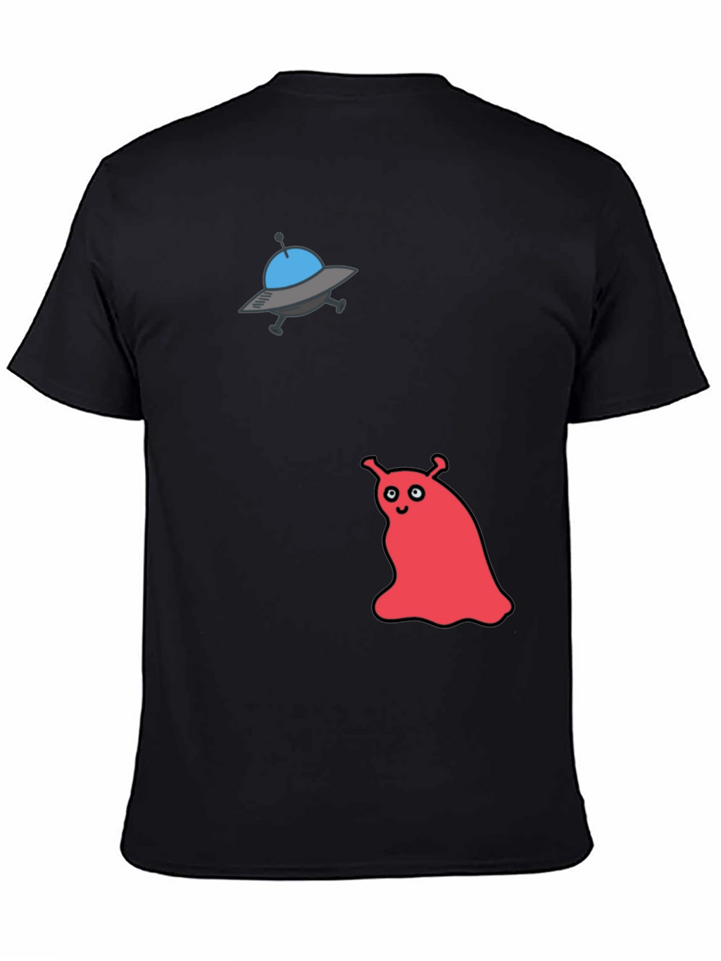 UFO & Red Alien Graphic Black T-Shirt