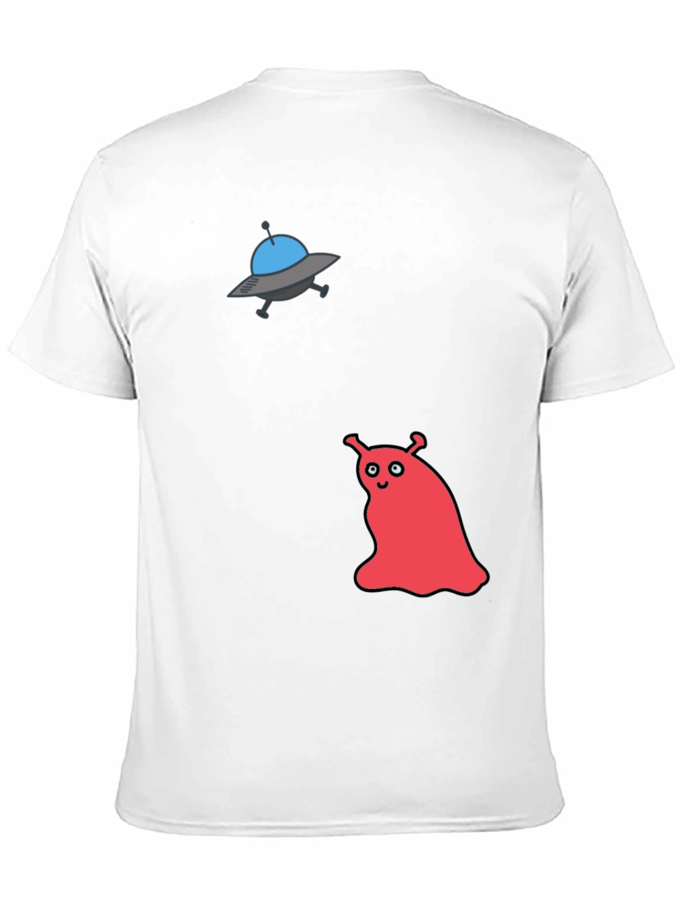 UFO & Red Alien Graphic Black T-Shirt
