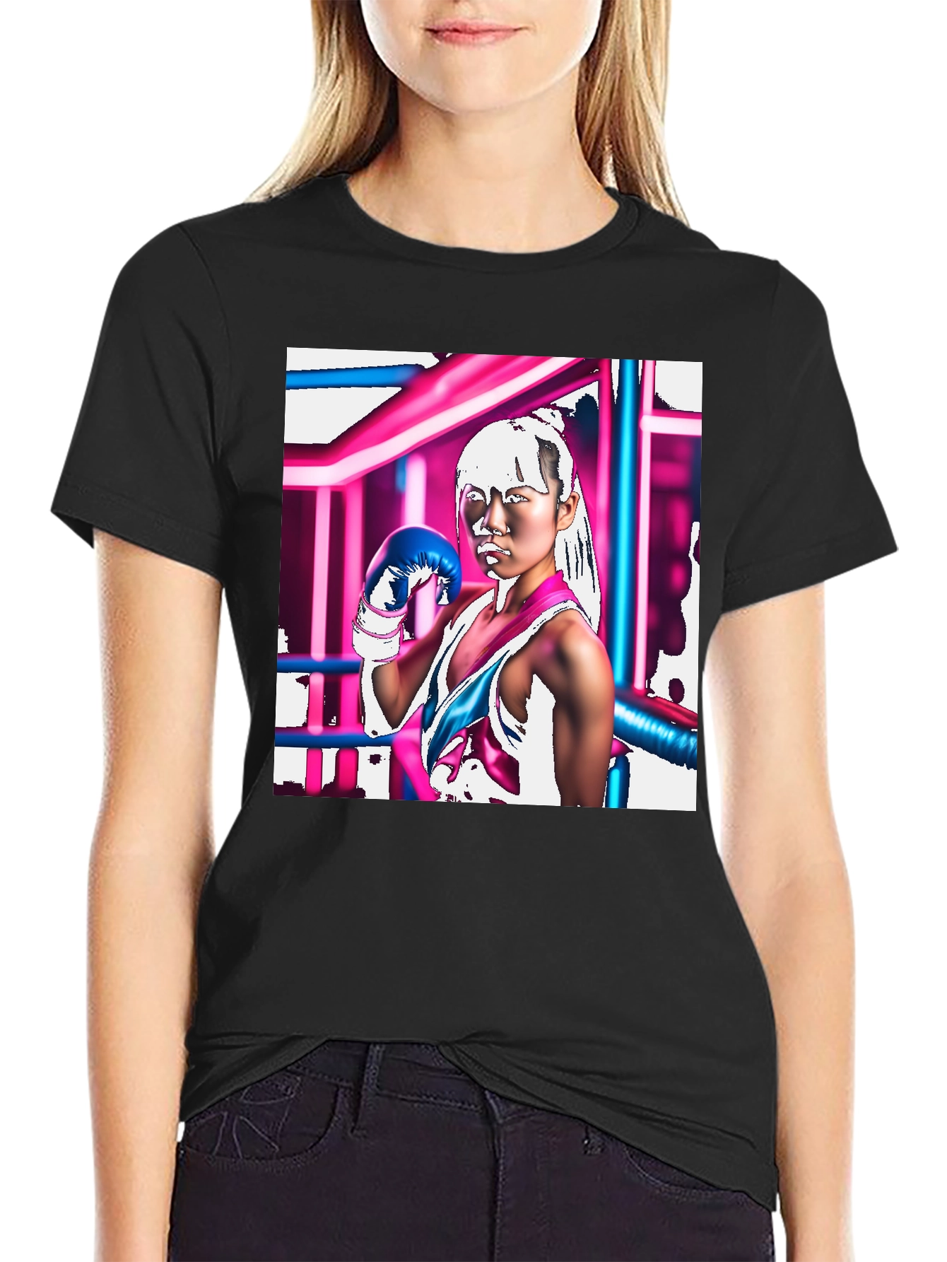 Cyberpunk Boxer Graphic Tee - Black