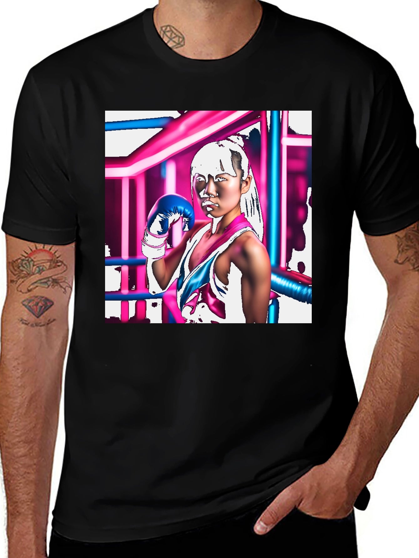 Cyberpunk Boxer Graphic Tee - Black