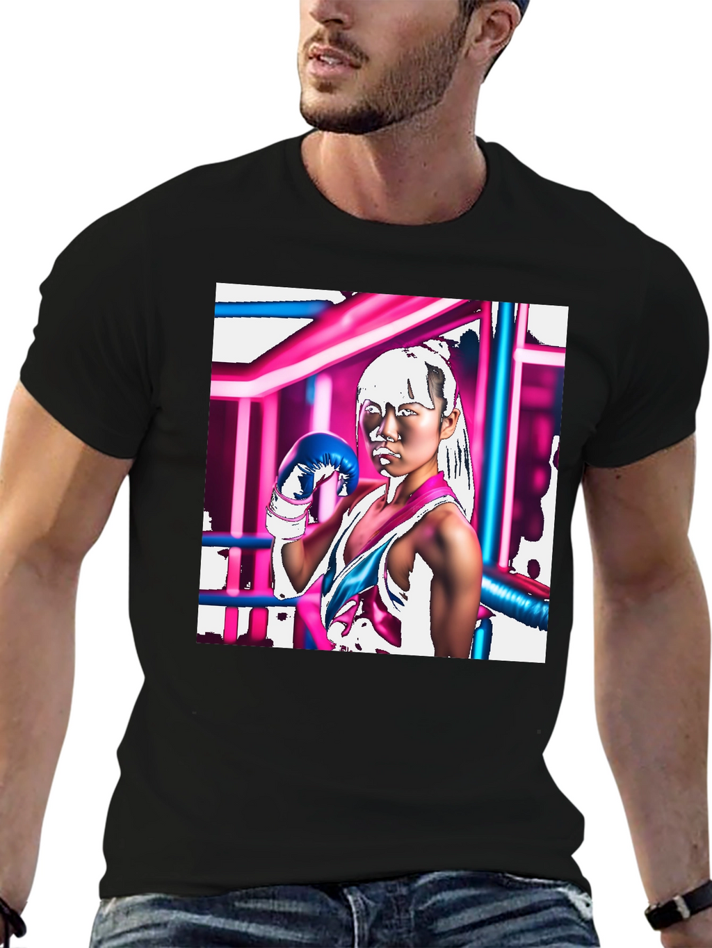 Cyberpunk Boxer Graphic Tee - Black