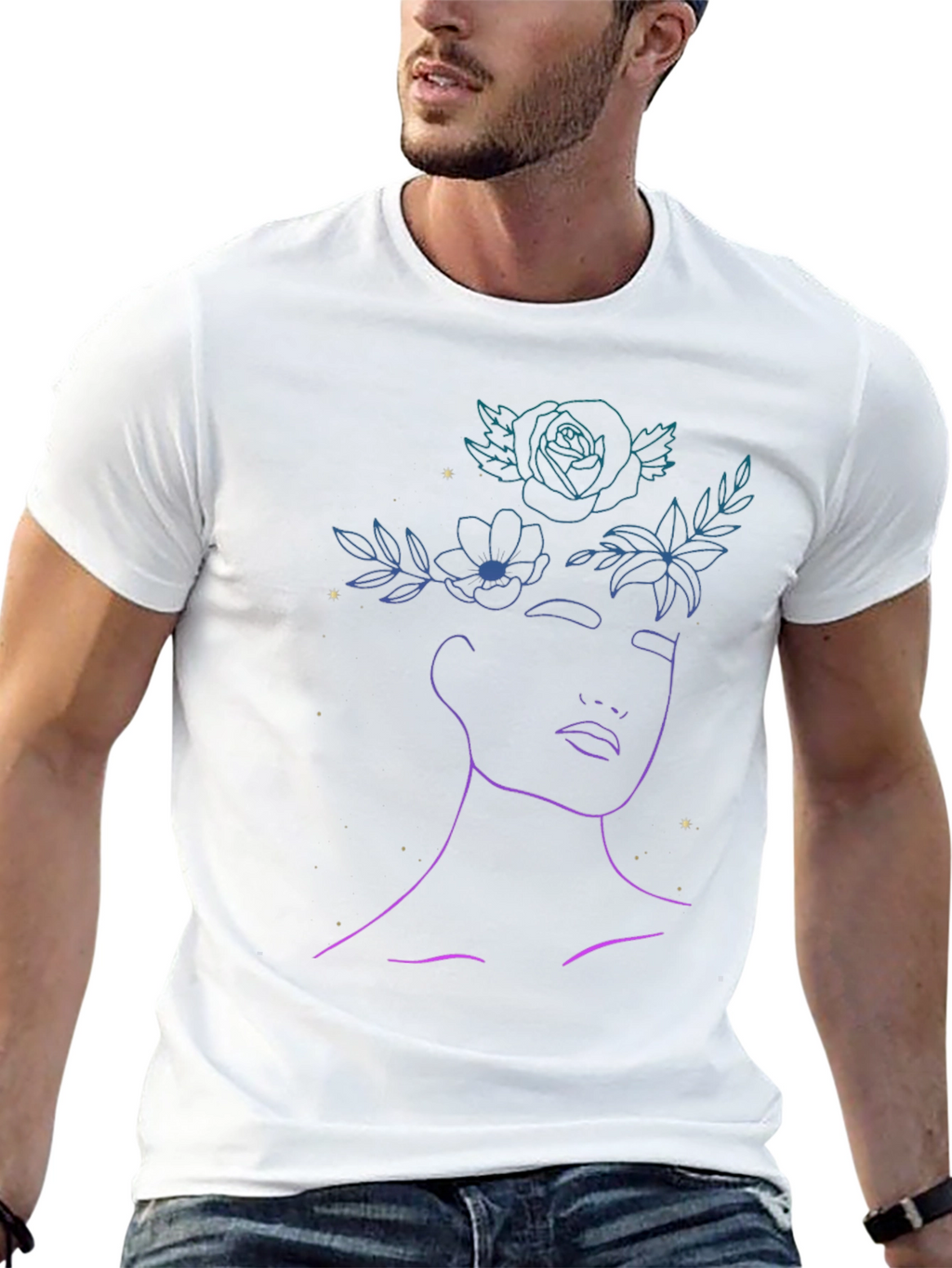 Floral Woman Graphic T-Shirt - Black