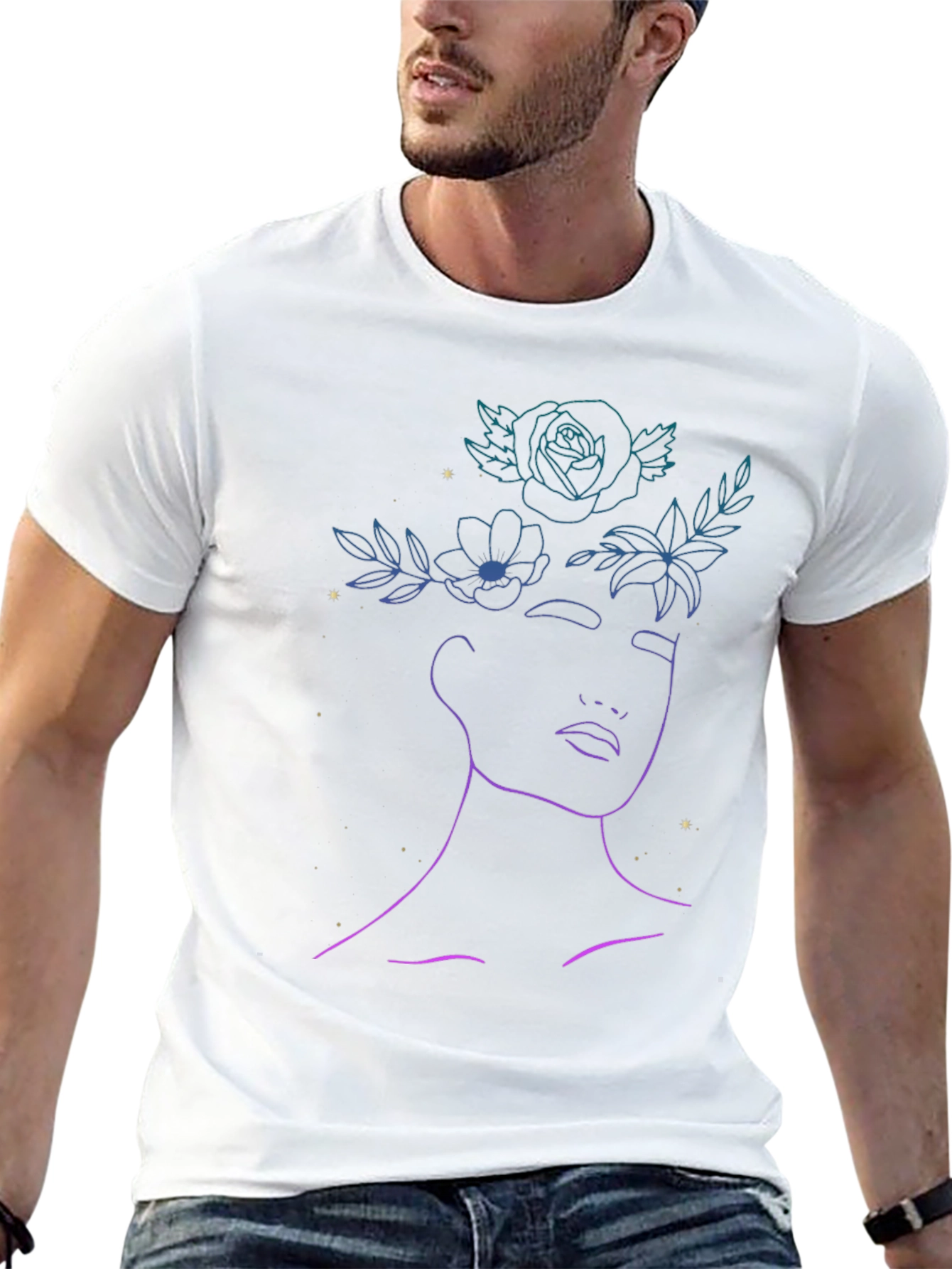 Floral Woman Graphic T-Shirt - Black