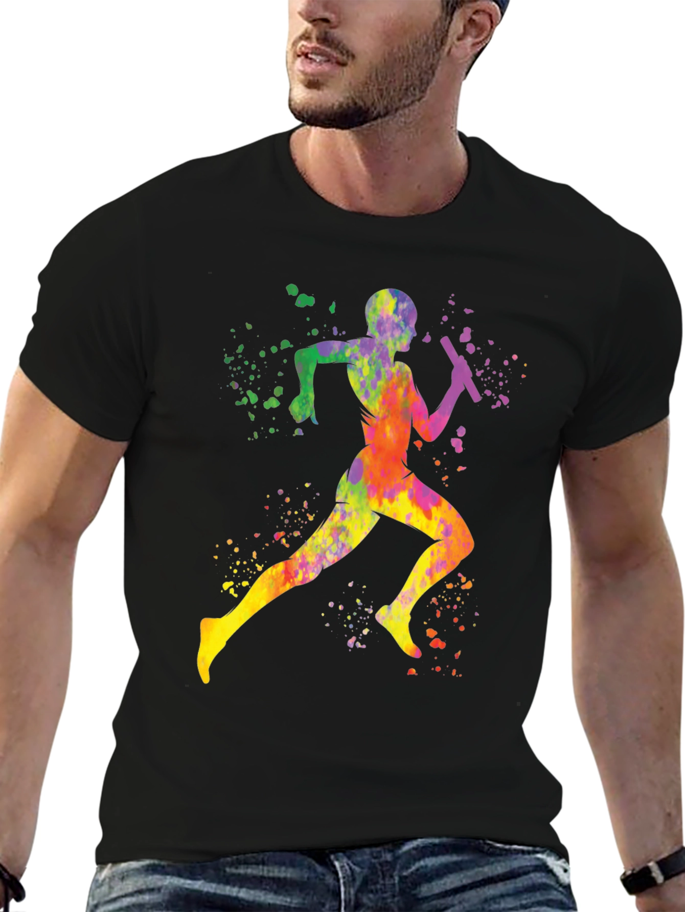 Colorful Runner Graphic T-Shirt