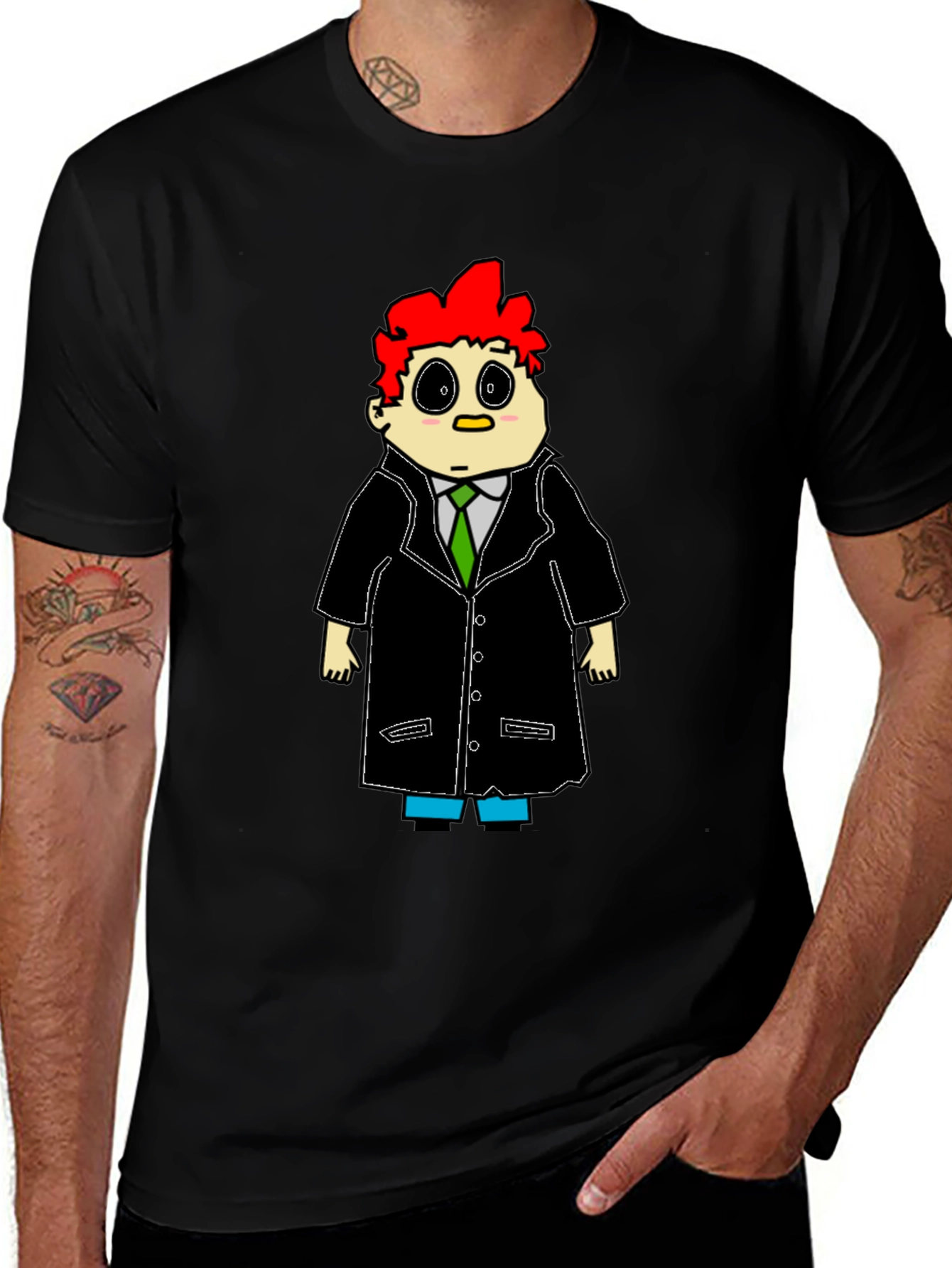 Cartoon Character Graphic T-Shirt - Black