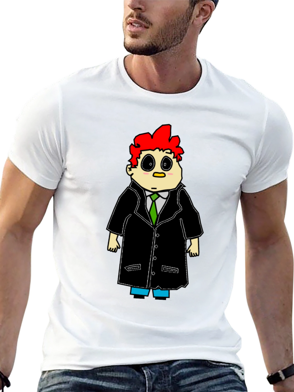 Cartoon Character Graphic T-Shirt - Black