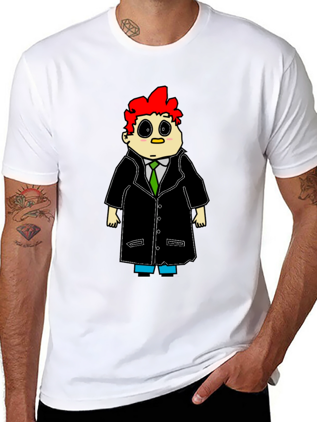 Cartoon Character Graphic T-Shirt - Black