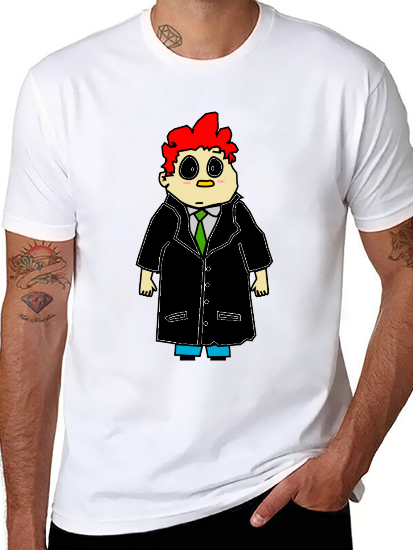 Cartoon Character Graphic T-Shirt - Black