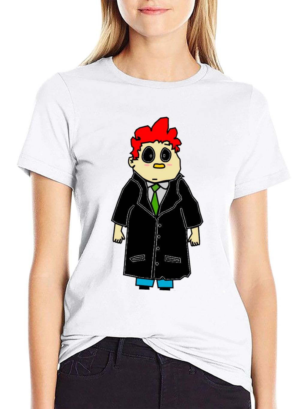 Cartoon Character Graphic T-Shirt - Black