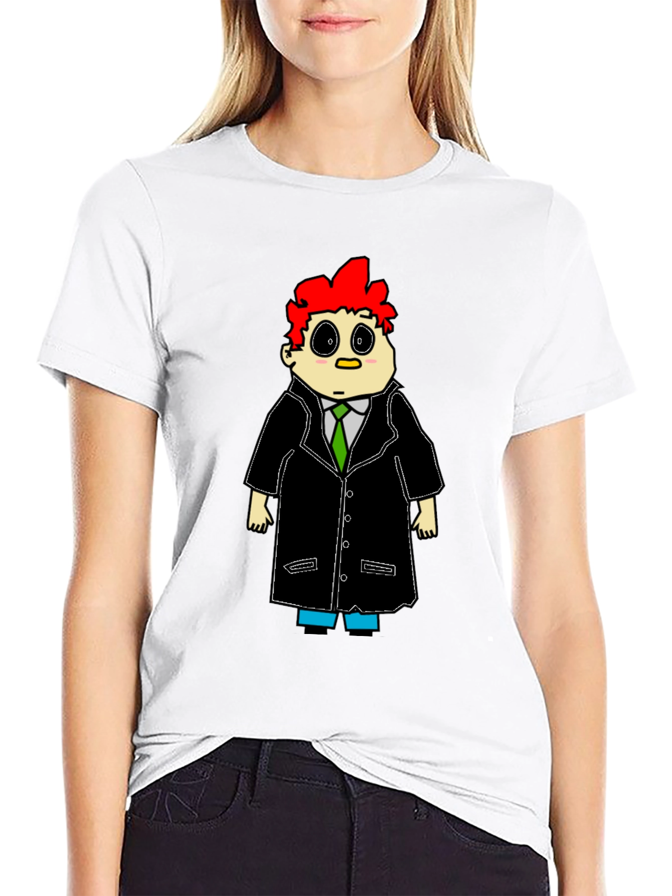 Cartoon Character Graphic T-Shirt - Black