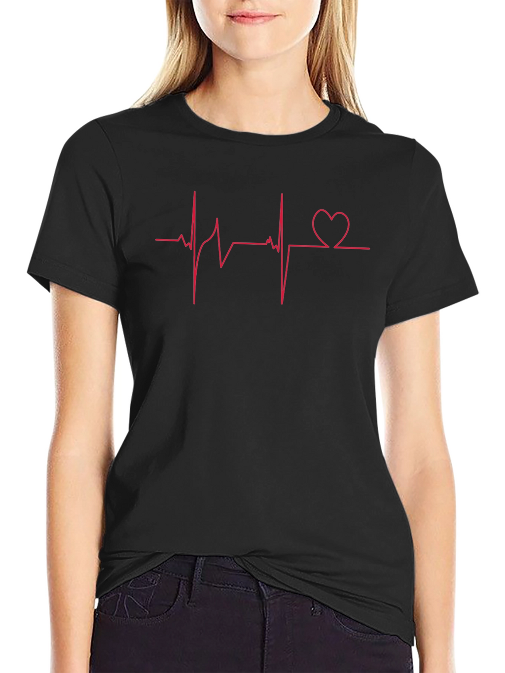Heartbeat Love Graphic T-Shirt - Black