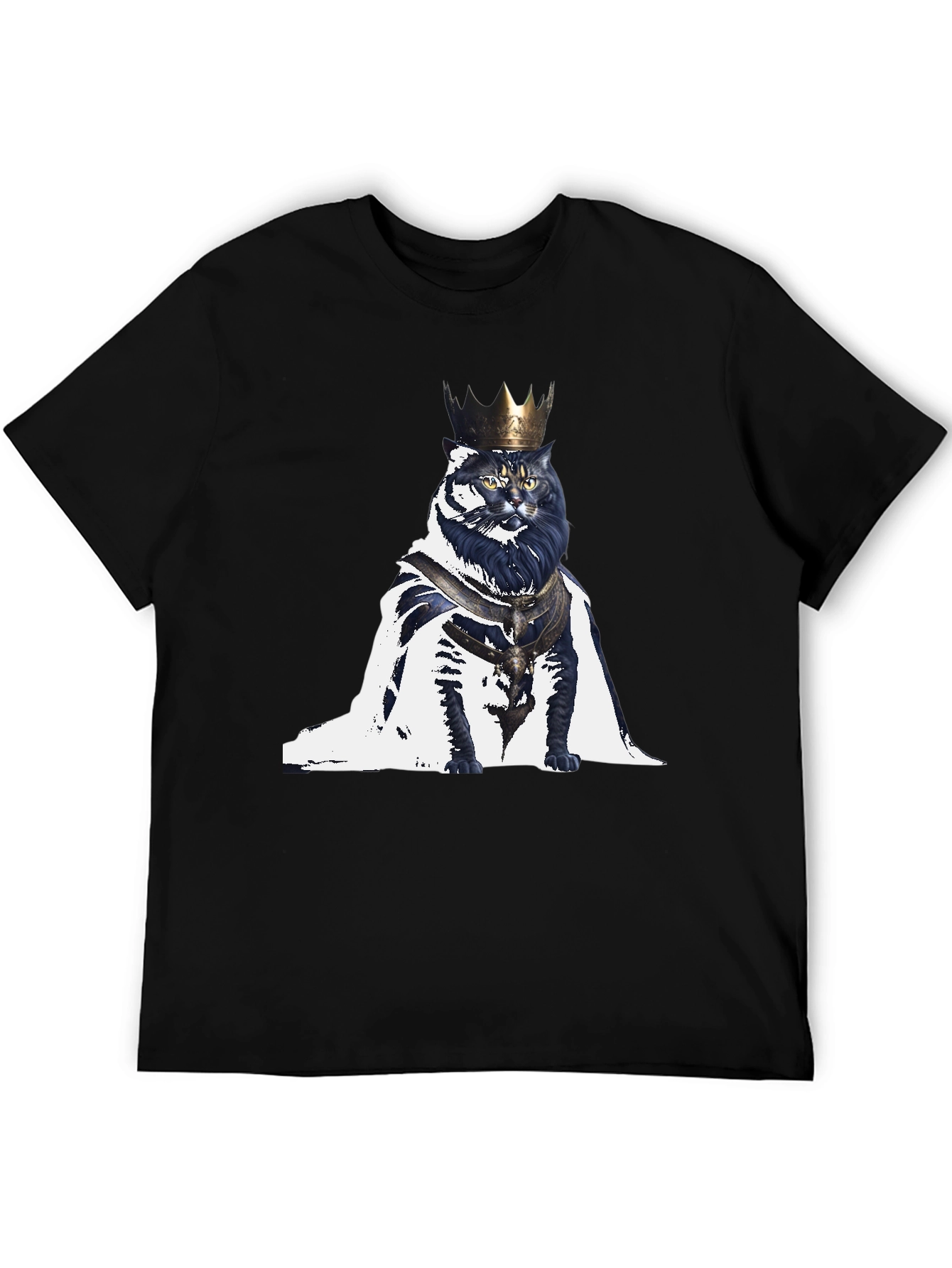 King Cat Graphic T-Shirt - Regal Feline Design