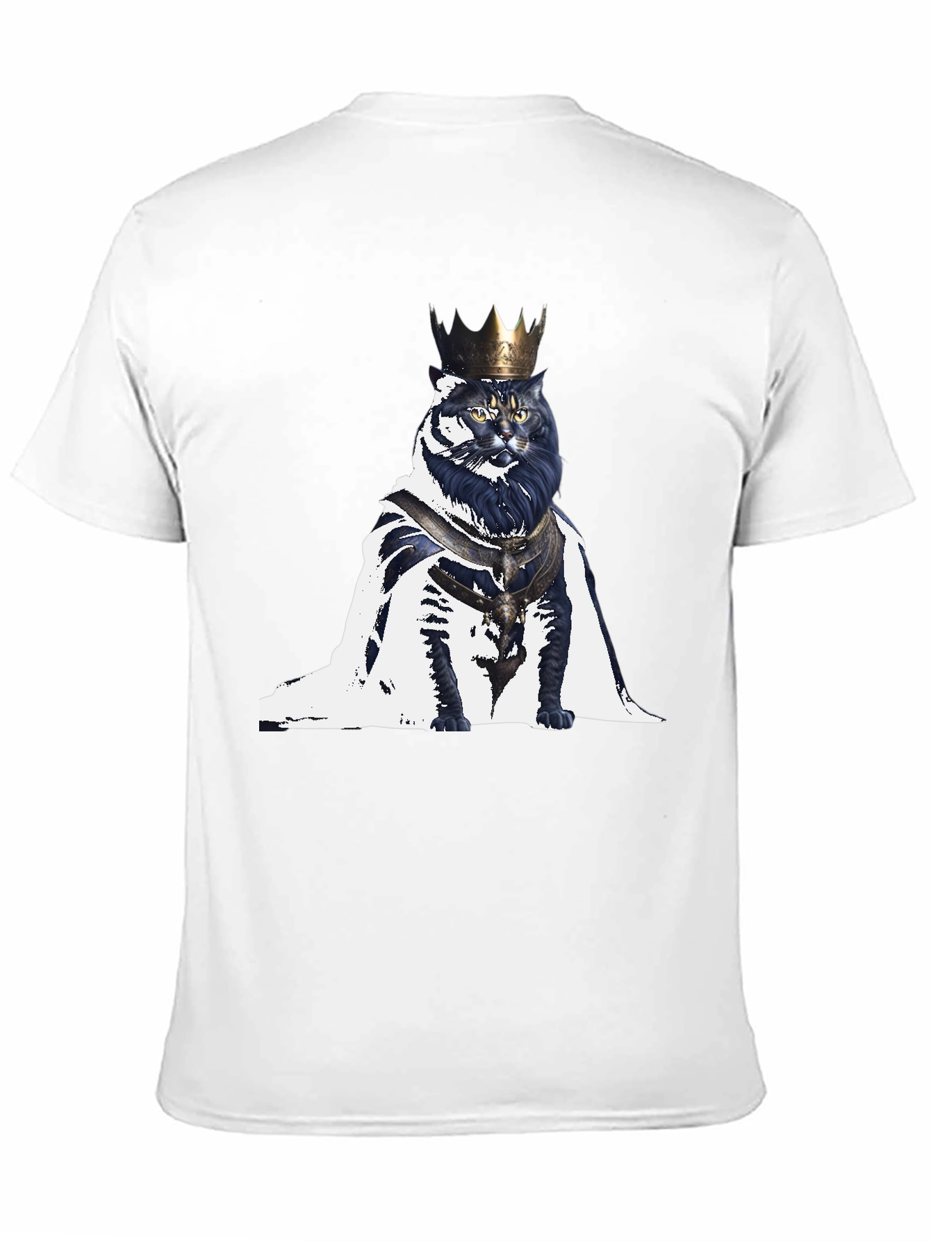King Cat Graphic T-Shirt - Regal Feline Design