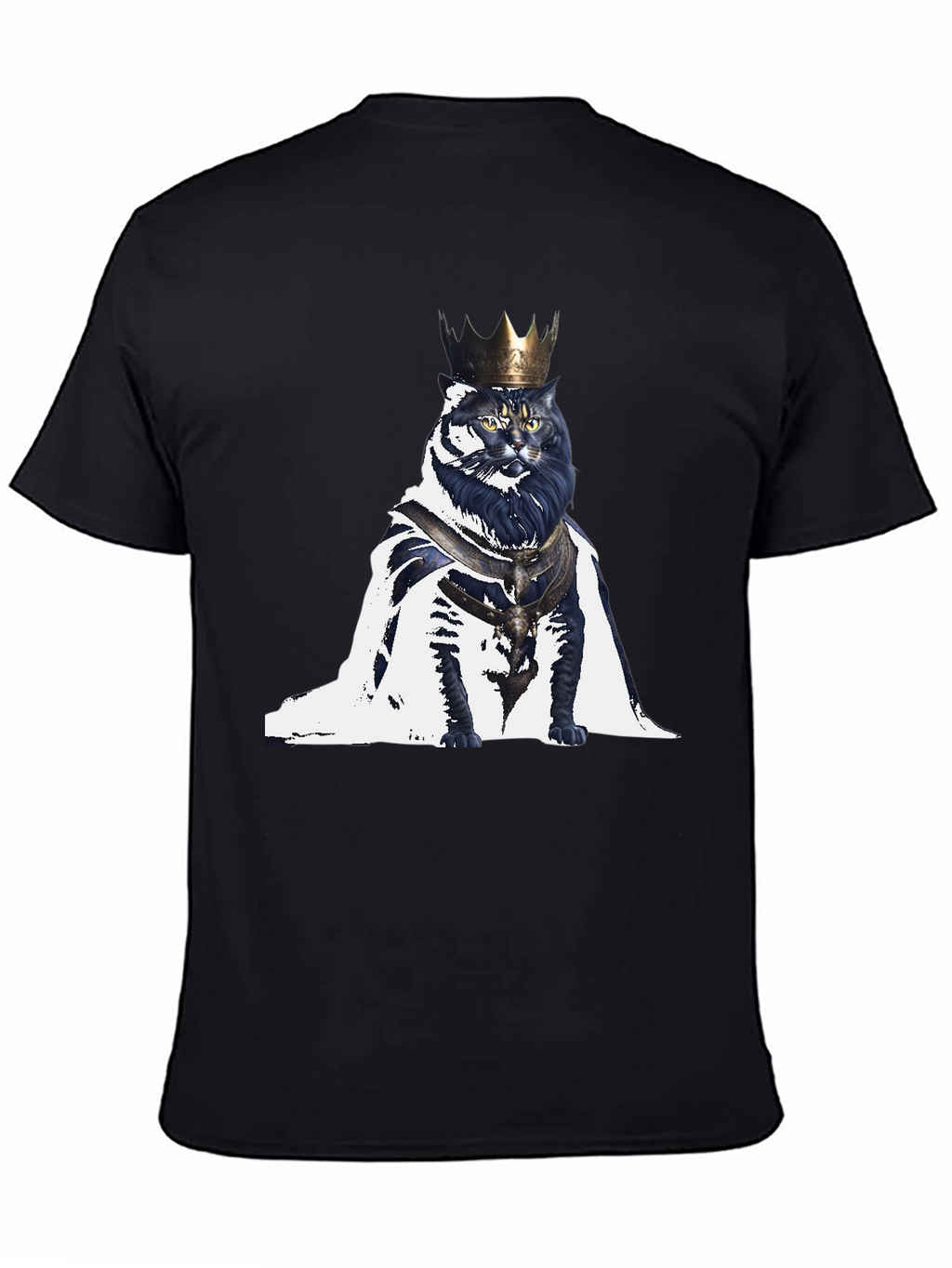 King Cat Graphic T-Shirt - Regal Feline Design