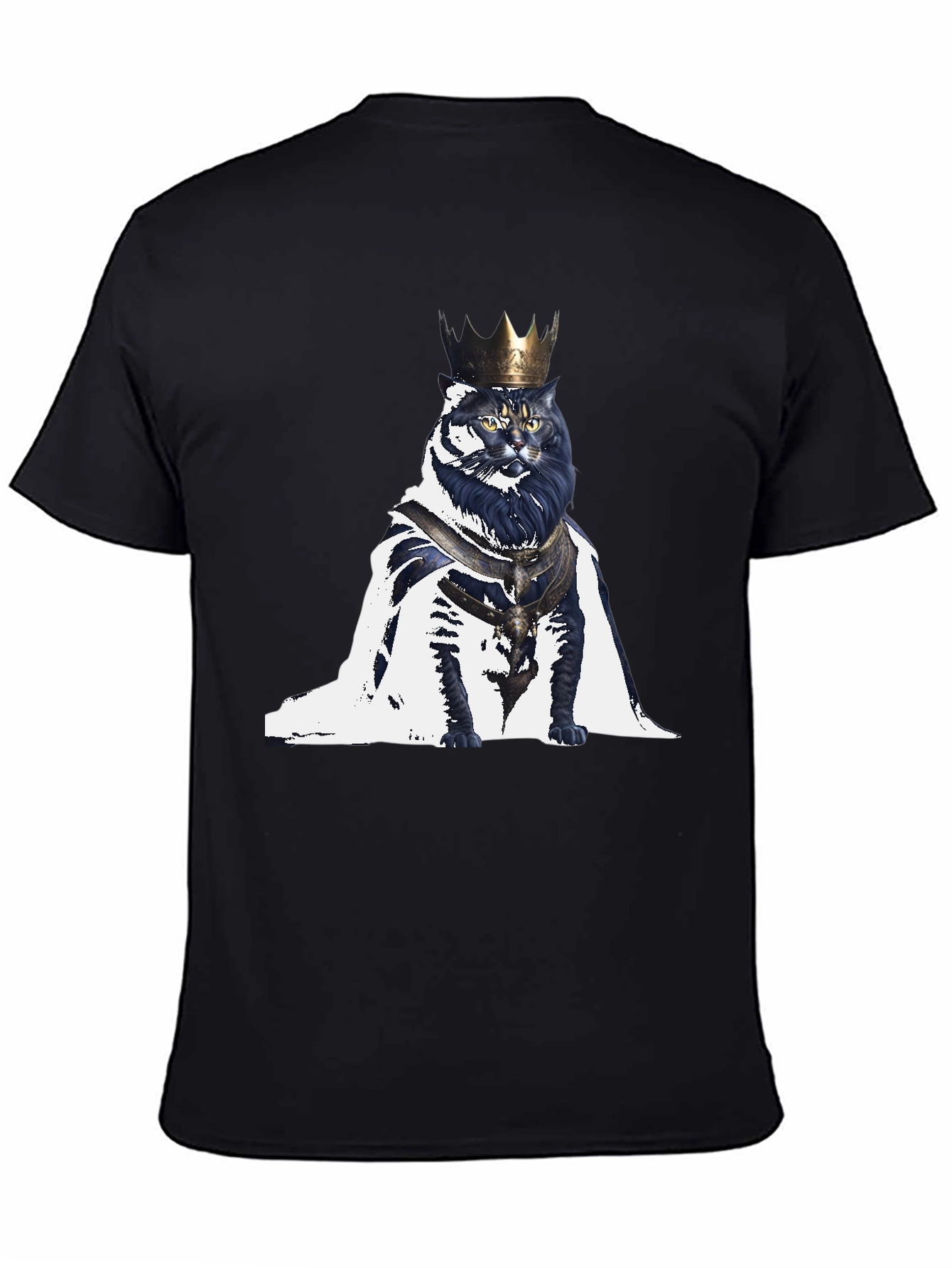 King Cat Graphic T-Shirt - Regal Feline Design