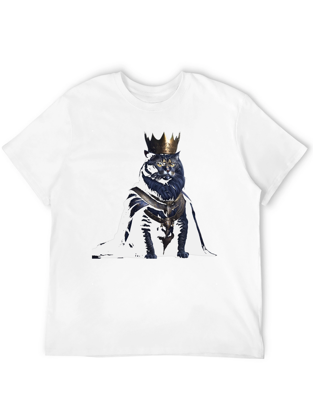 King Cat Graphic T-Shirt - Regal Feline Design