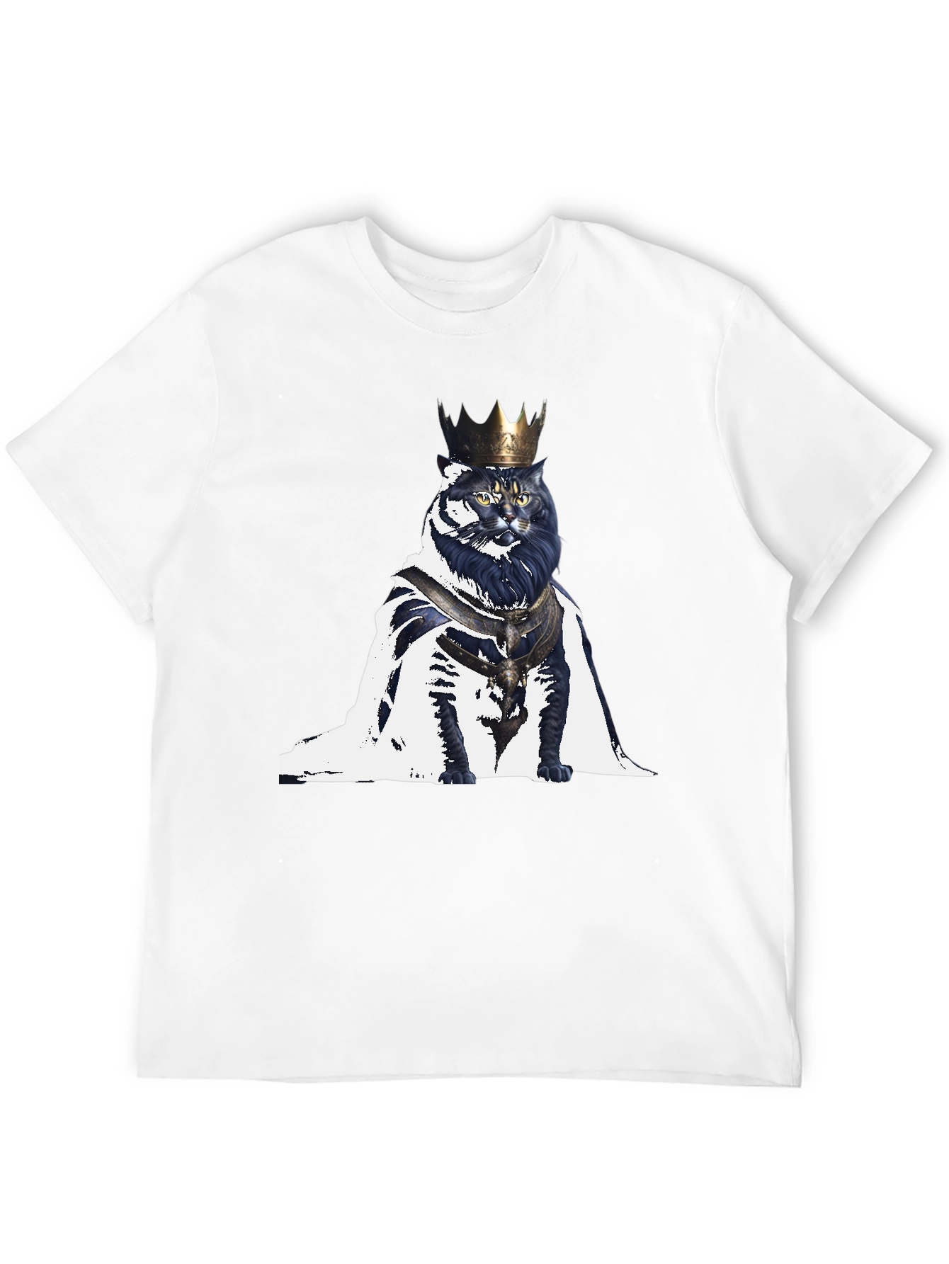 King Cat Graphic T-Shirt - Regal Feline Design