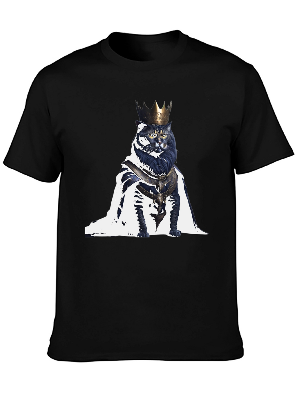 King Cat Graphic T-Shirt - Regal Feline Design