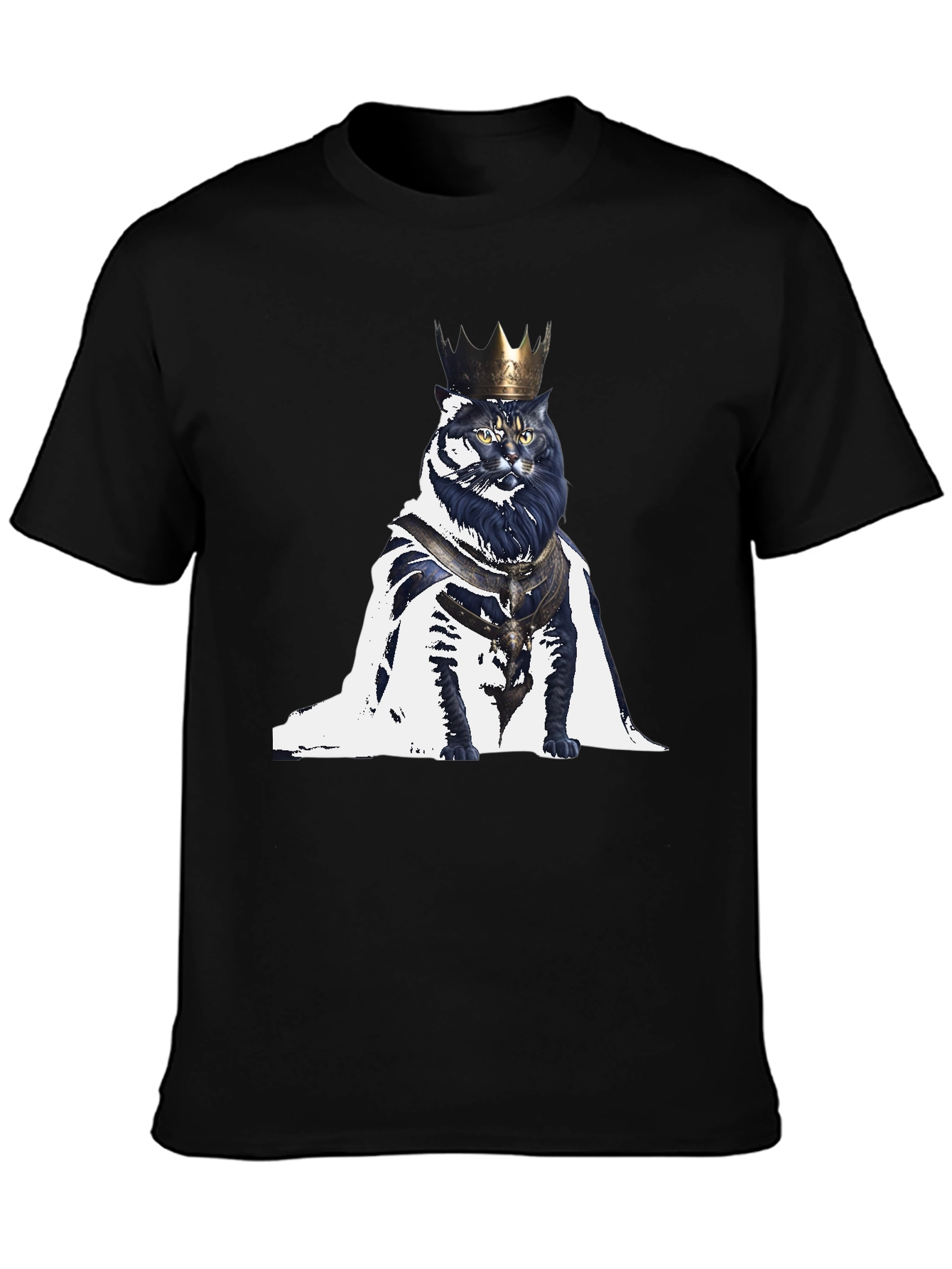 King Cat Graphic T-Shirt - Regal Feline Design