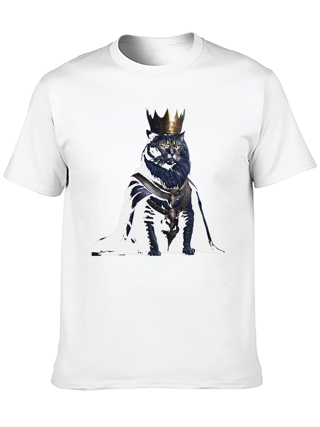 King Cat Graphic T-Shirt - Regal Feline Design