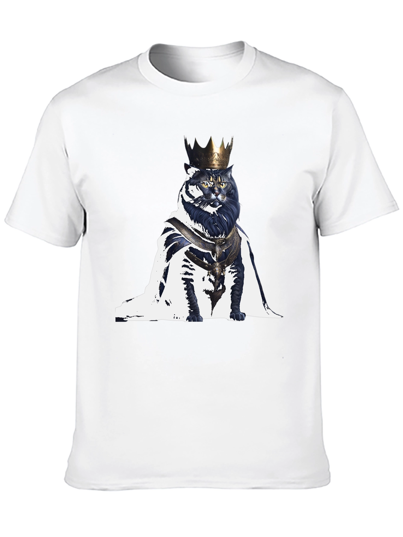 King Cat Graphic T-Shirt - Regal Feline Design