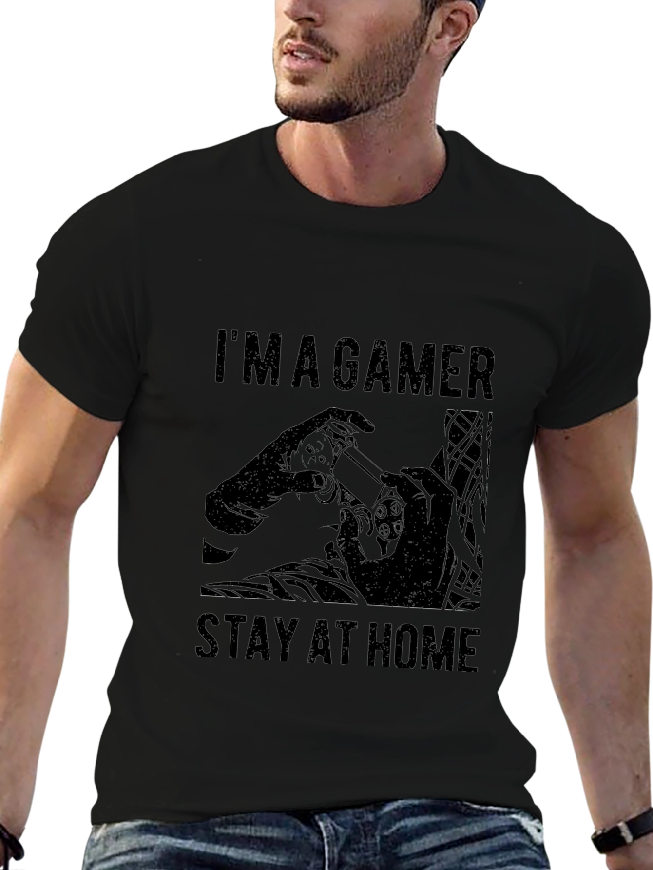 Im a Gamer Stay at Home Black Graphic Tee