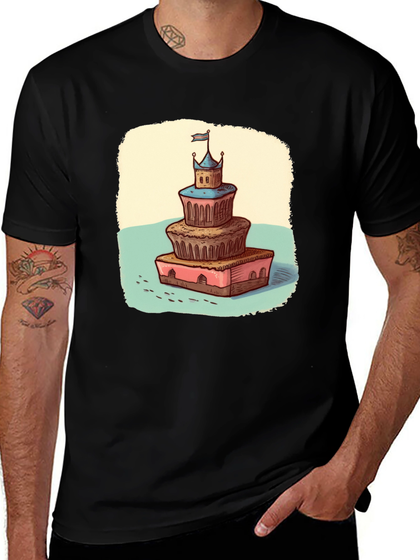 Castle Cake Tee - Whimsical Dessert Graphic