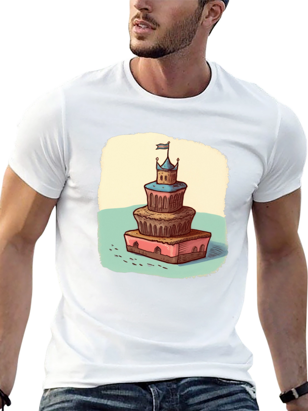 Castle Cake Tee - Whimsical Dessert Graphic