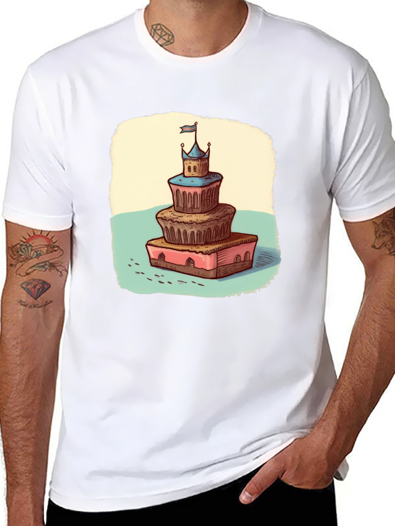 Castle Cake Tee - Whimsical Dessert Graphic