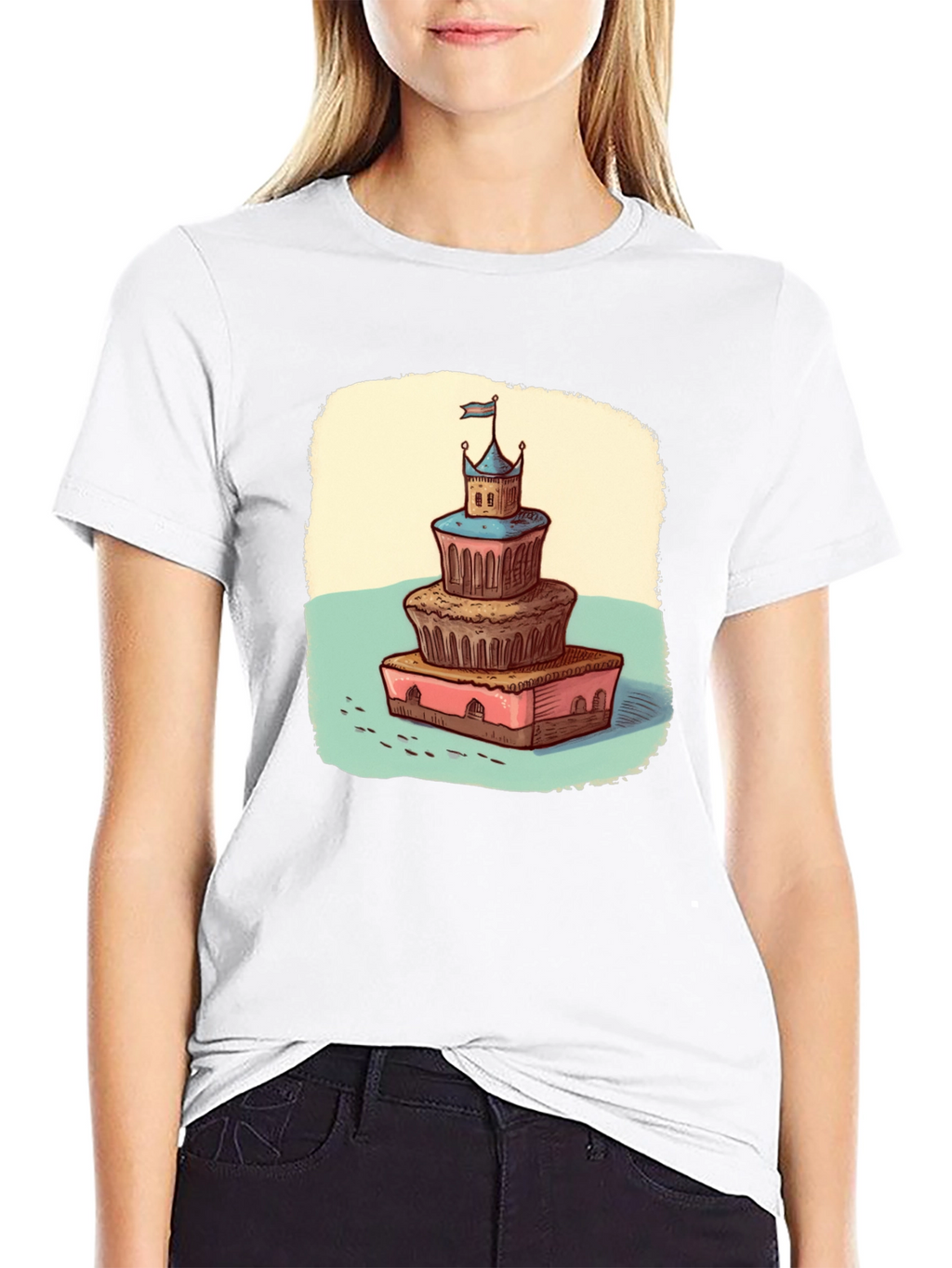 Castle Cake Tee - Whimsical Dessert Graphic