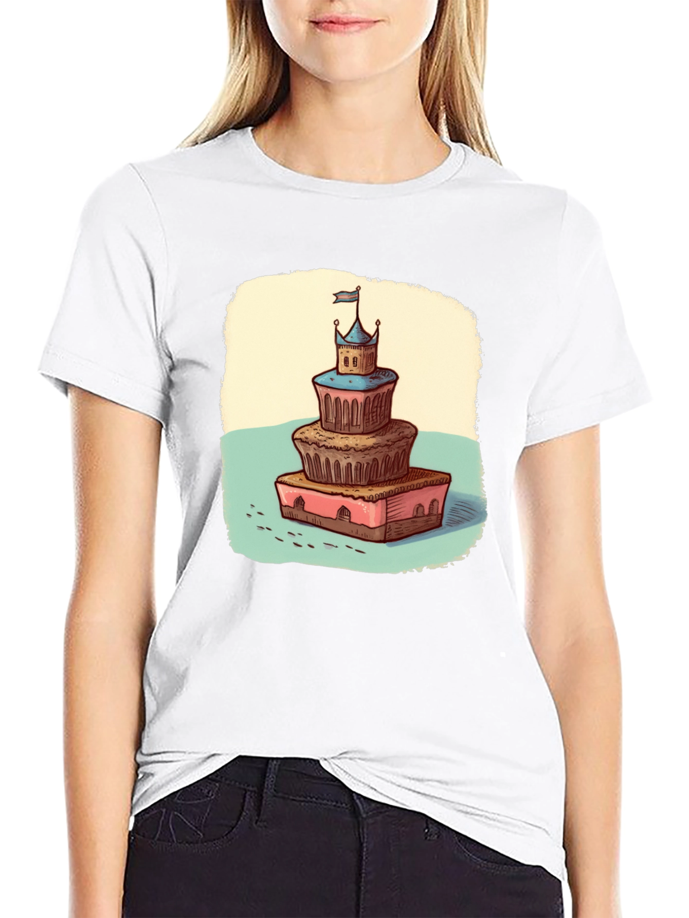Castle Cake Tee - Whimsical Dessert Graphic