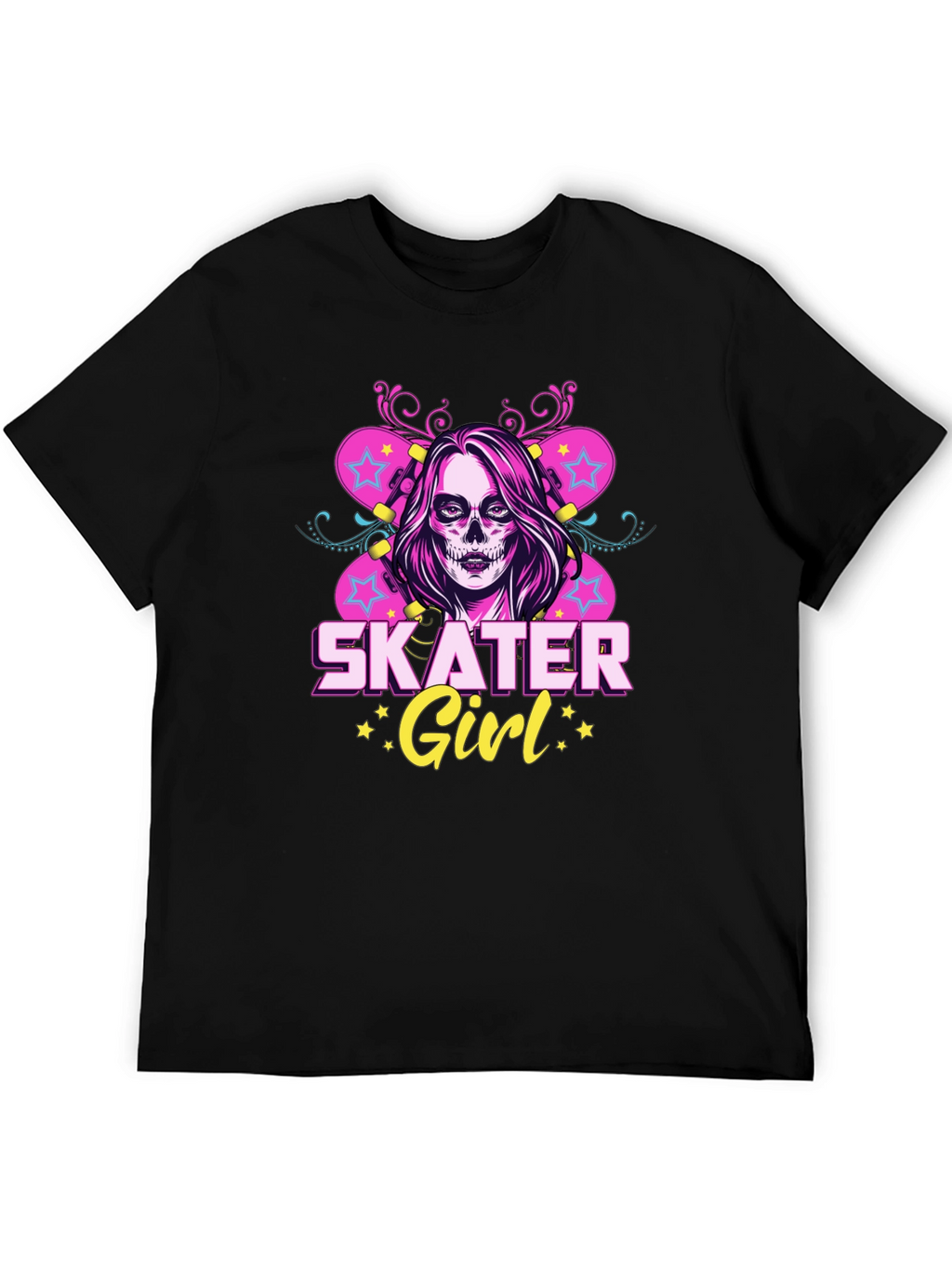 Skater Girl T-Shirt with Skull Face Design