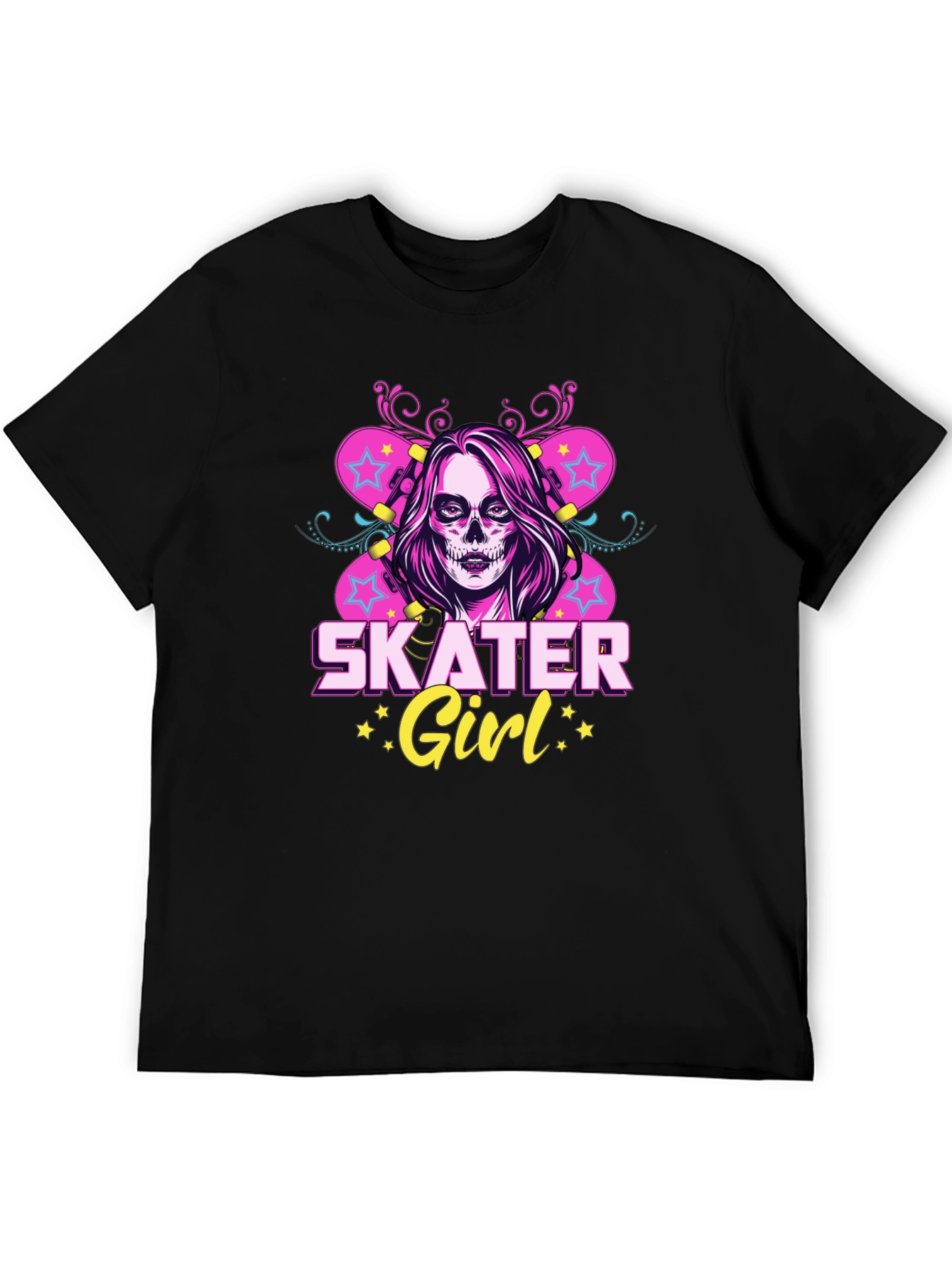 Skater Girl T-Shirt with Skull Face Design