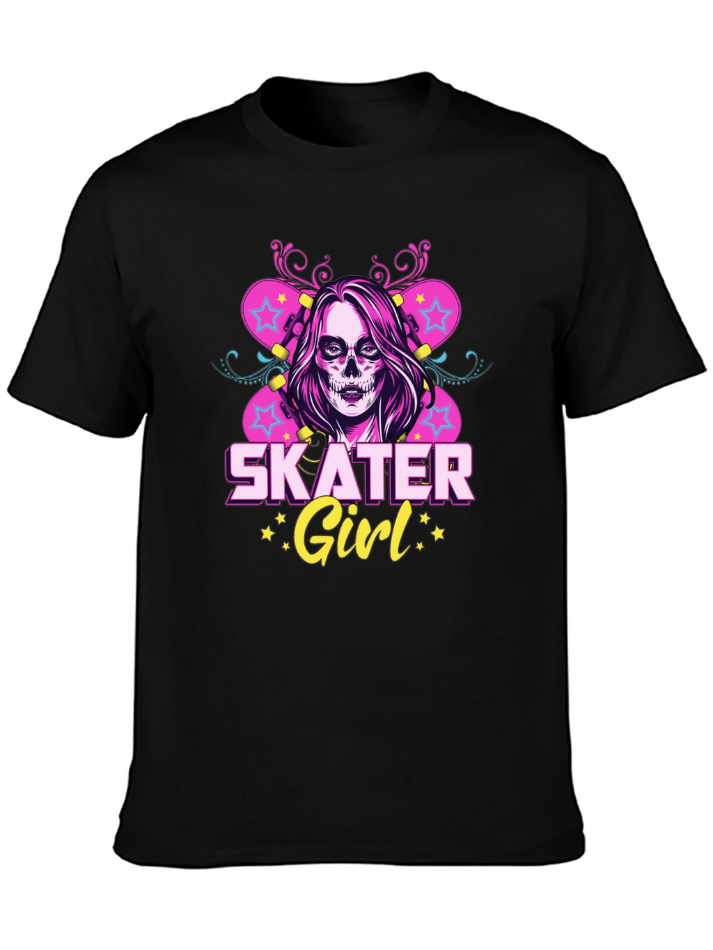 Skater Girl T-Shirt with Skull Face Design