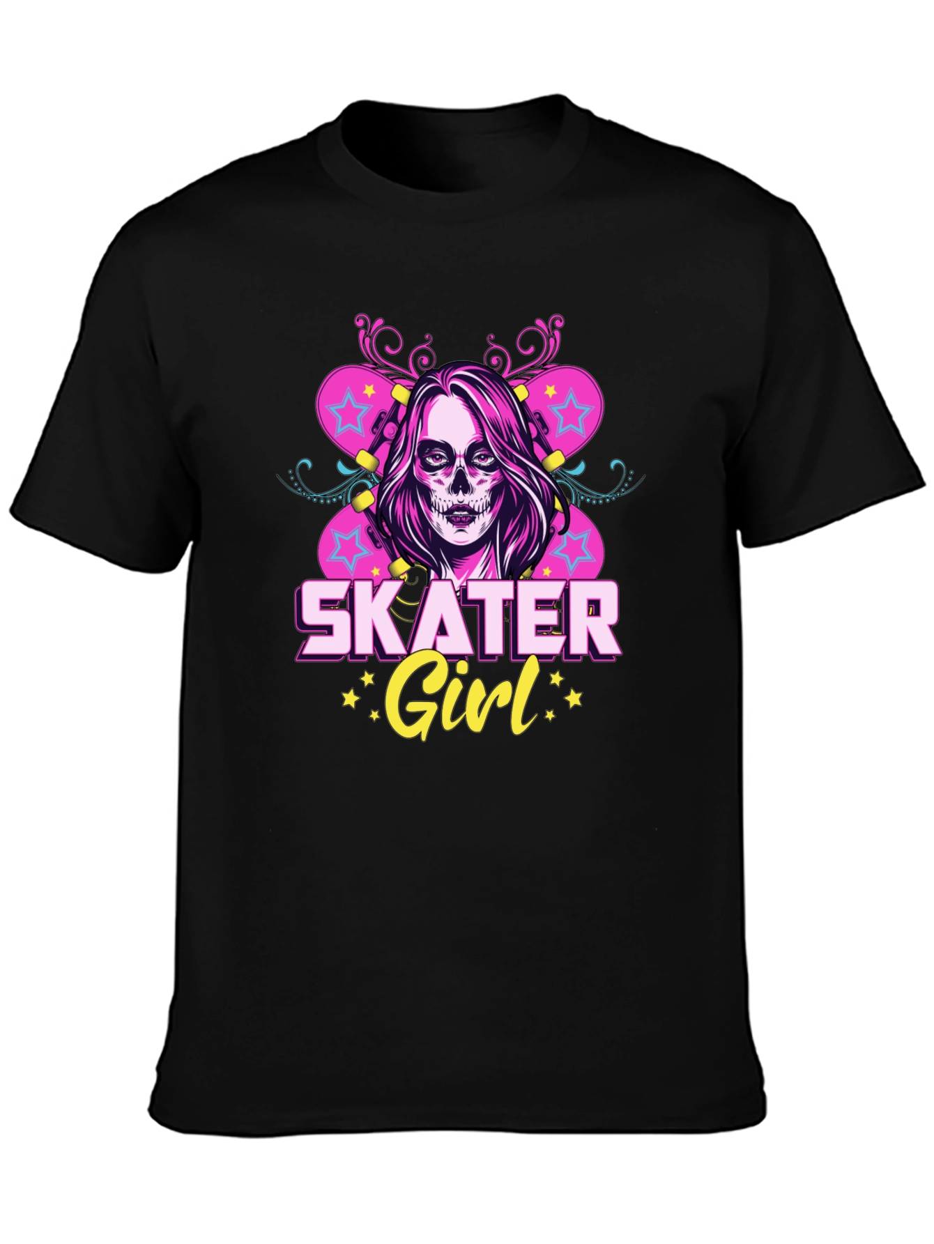 Skater Girl T-Shirt with Skull Face Design