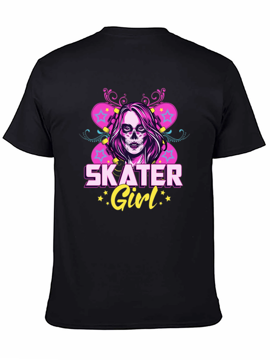 Skater Girl T-Shirt with Skull Face Design