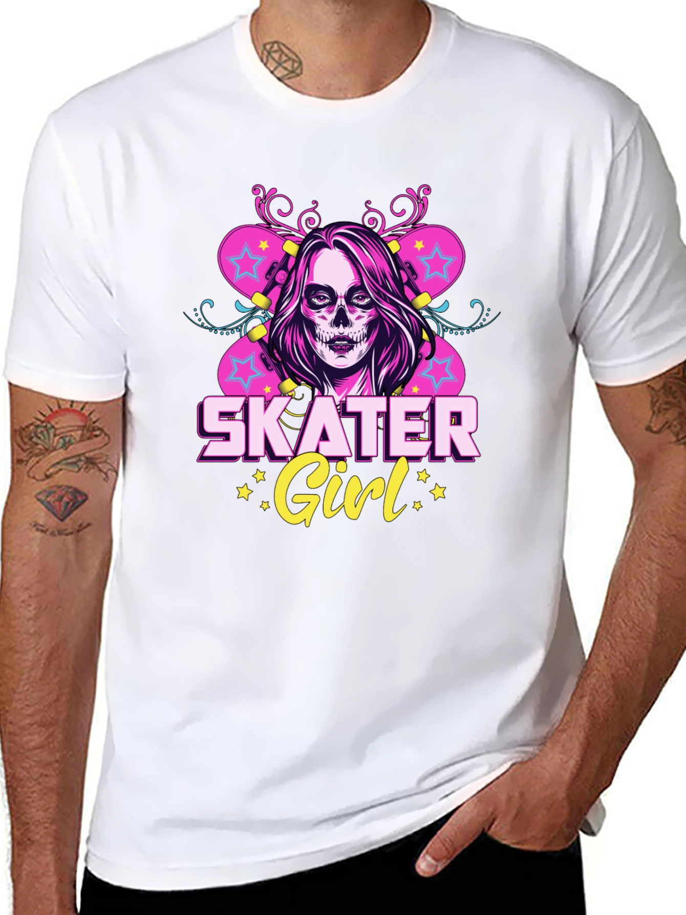 Skater Girl T-Shirt with Skull Face Design