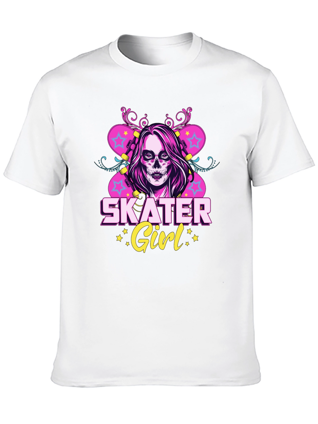 Skater Girl T-Shirt with Skull Face Design