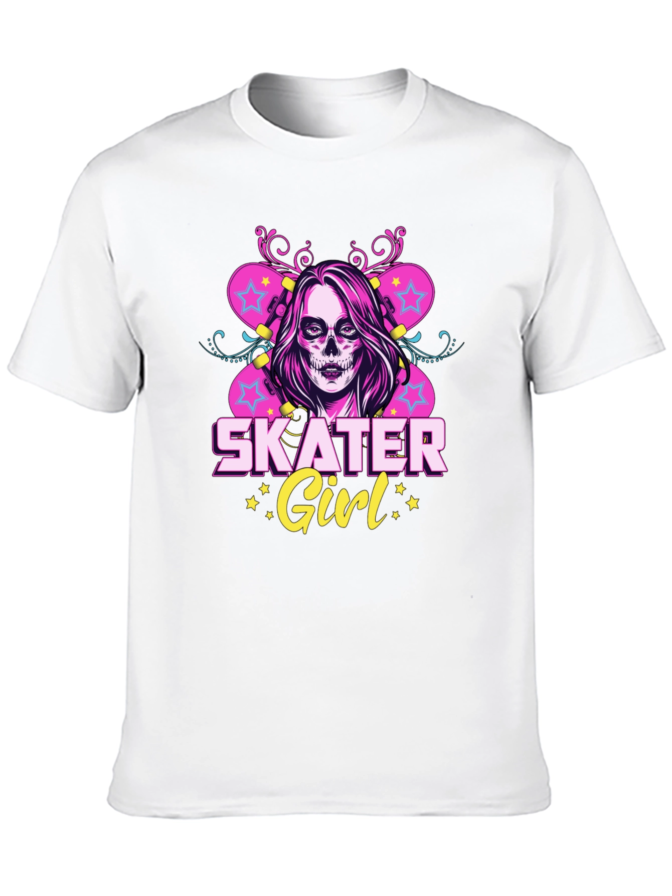 Skater Girl T-Shirt with Skull Face Design
