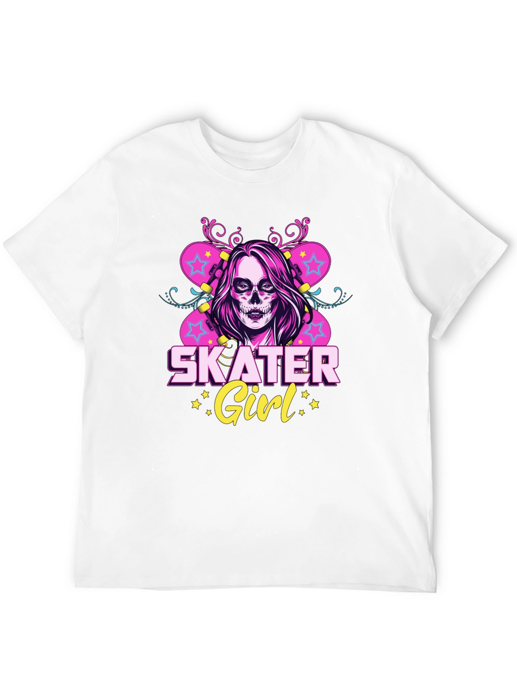 Skater Girl T-Shirt with Skull Face Design