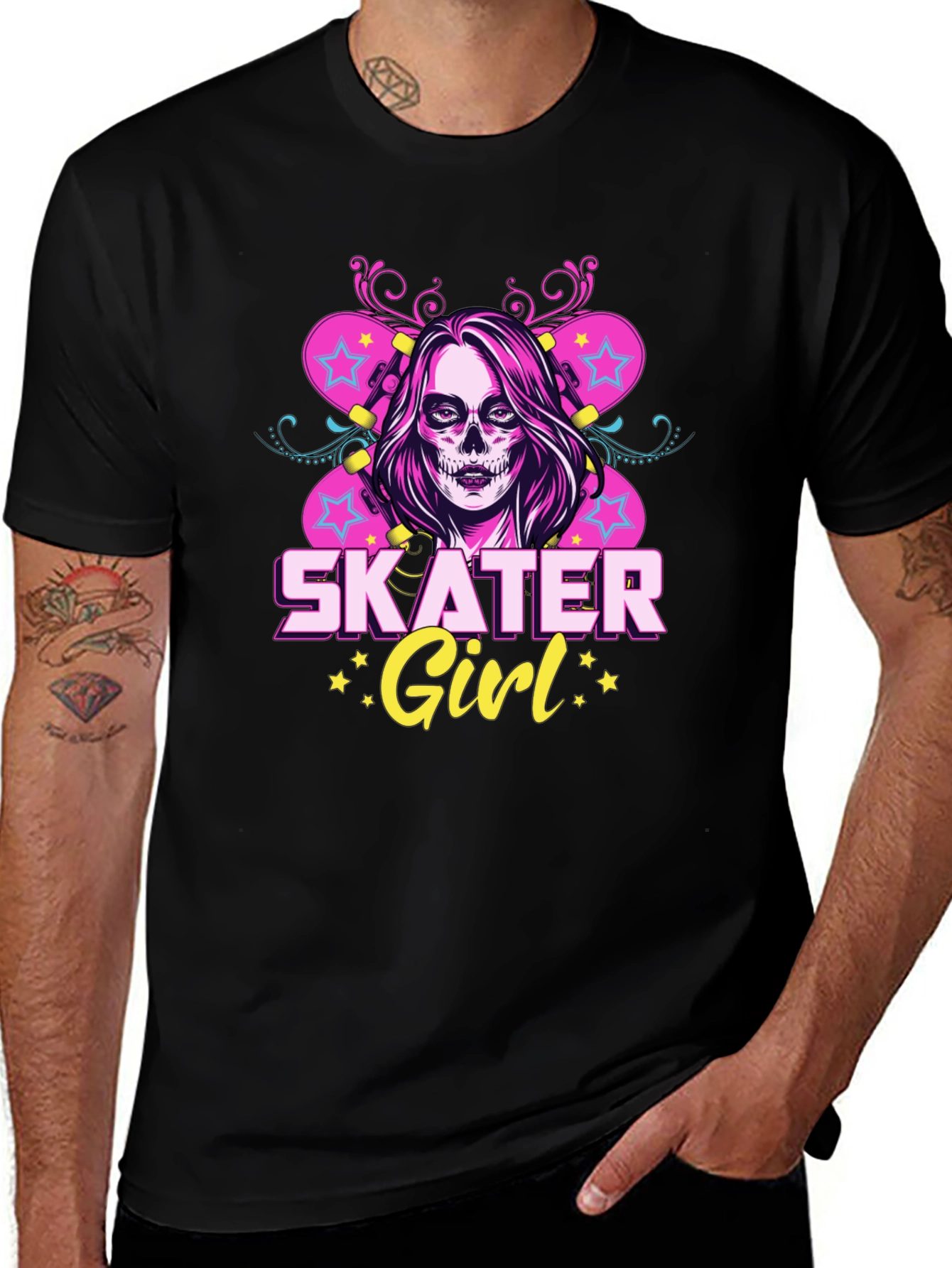 Skater Girl T-Shirt with Skull Face Design
