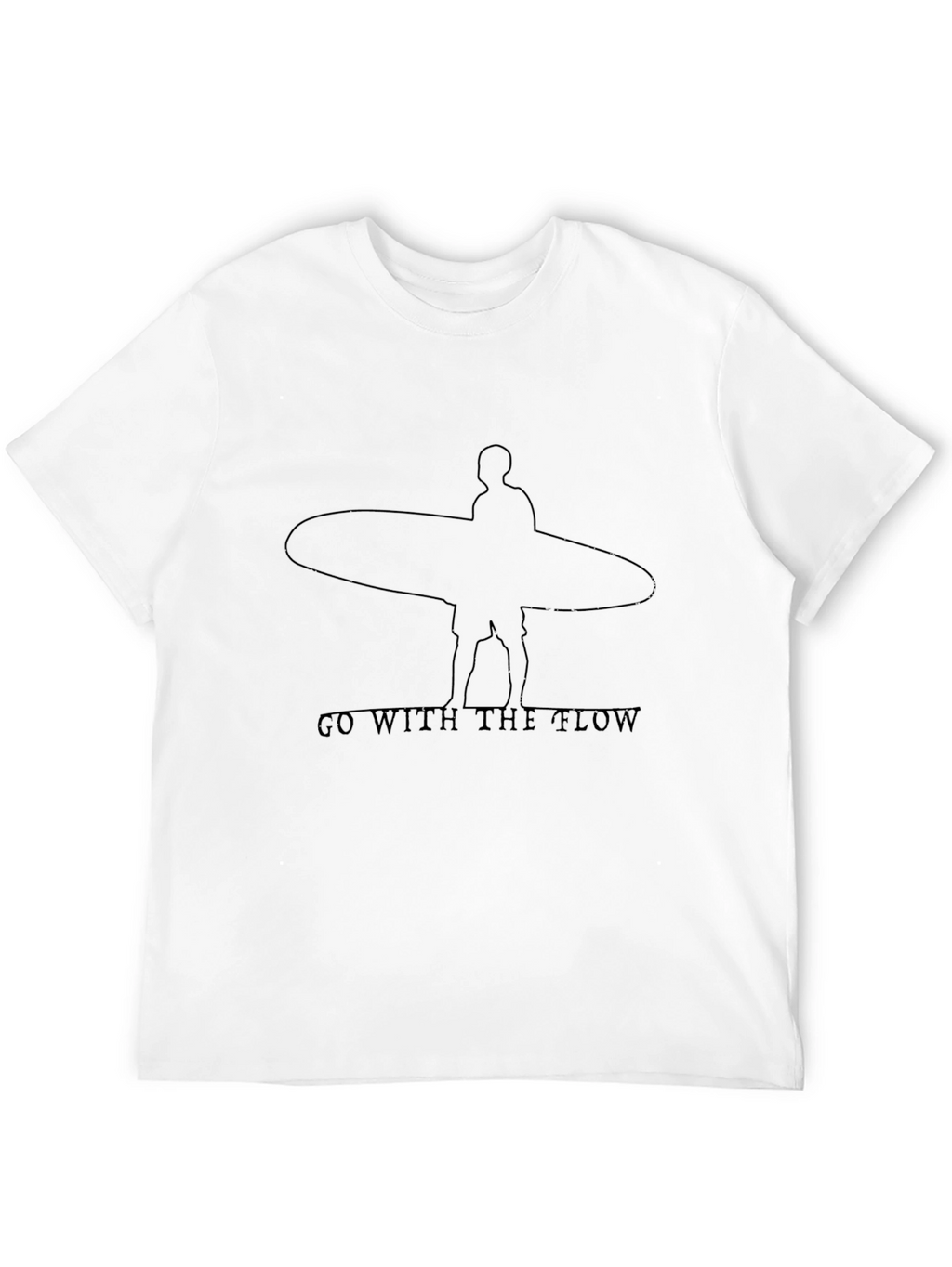 Go With The Flow Black T-Shirt - Surfer Design