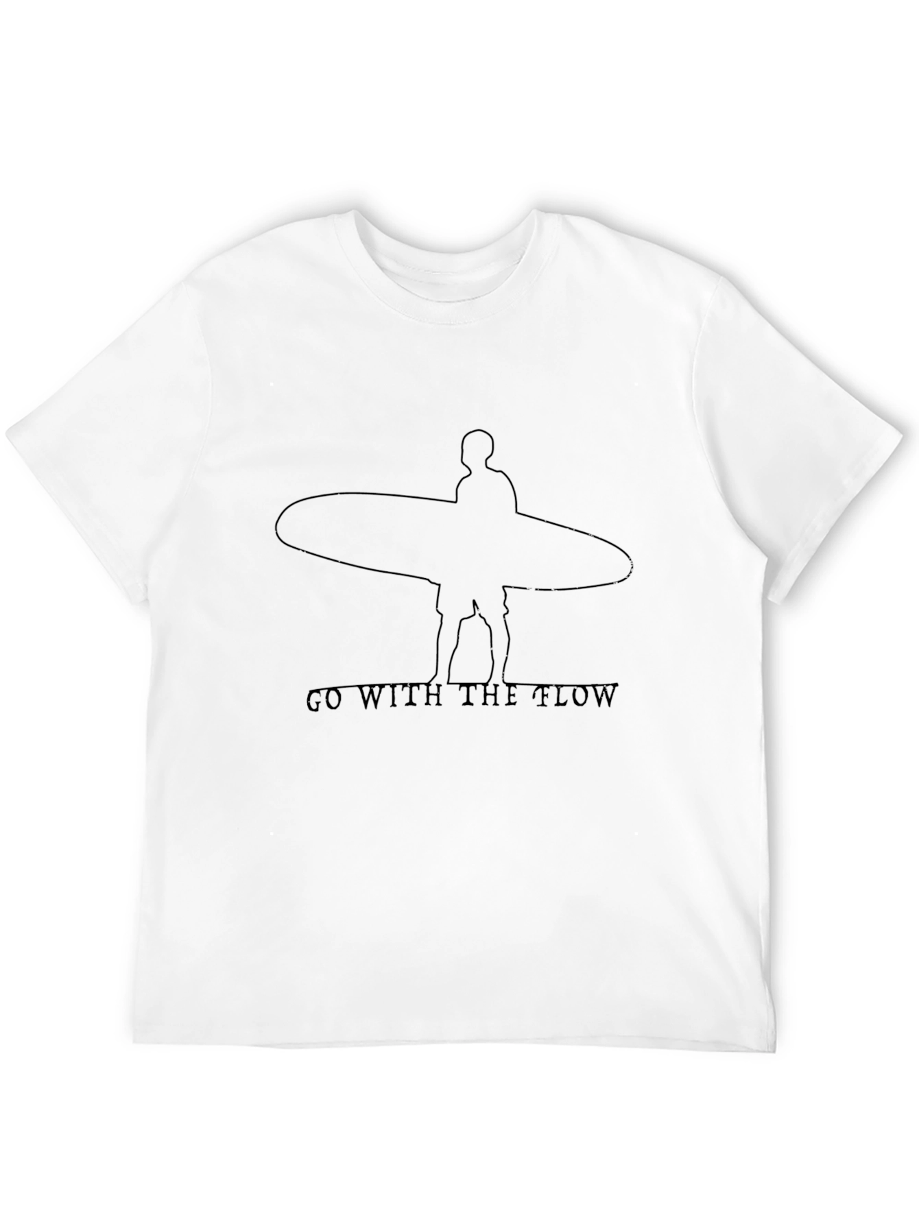 Go With The Flow Black T-Shirt - Surfer Design