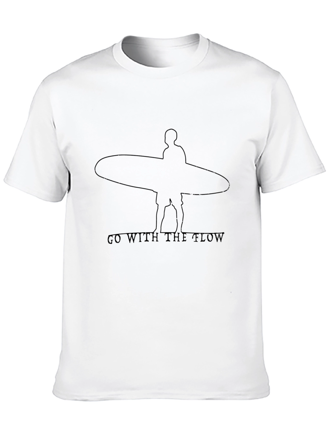 Go With The Flow Black T-Shirt - Surfer Design
