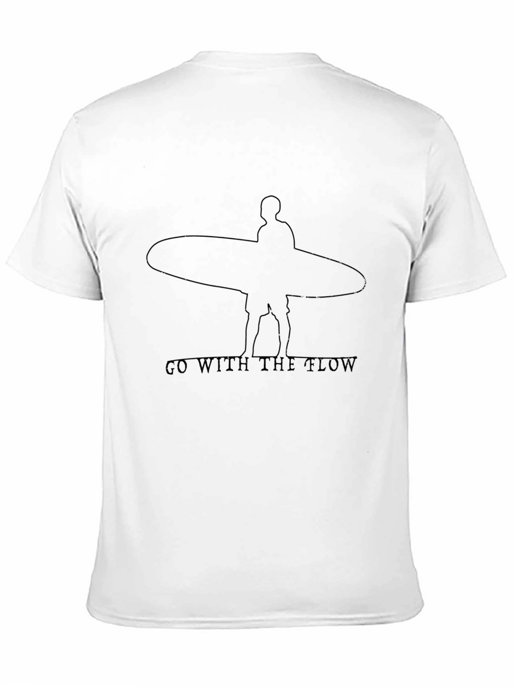 Go With The Flow Black T-Shirt - Surfer Design