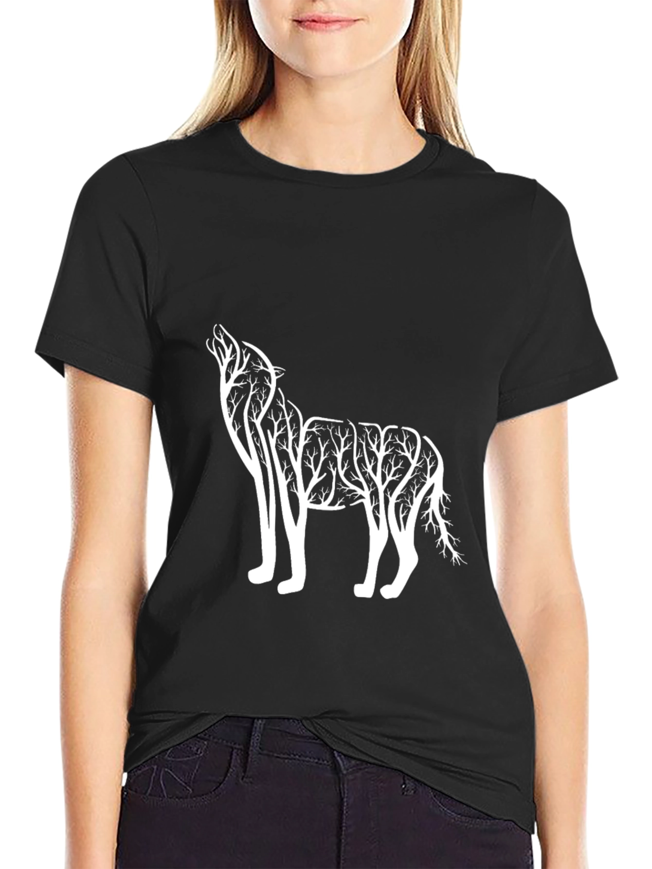 Wolf Tree Graphic Tee - Mens Black T-Shirt