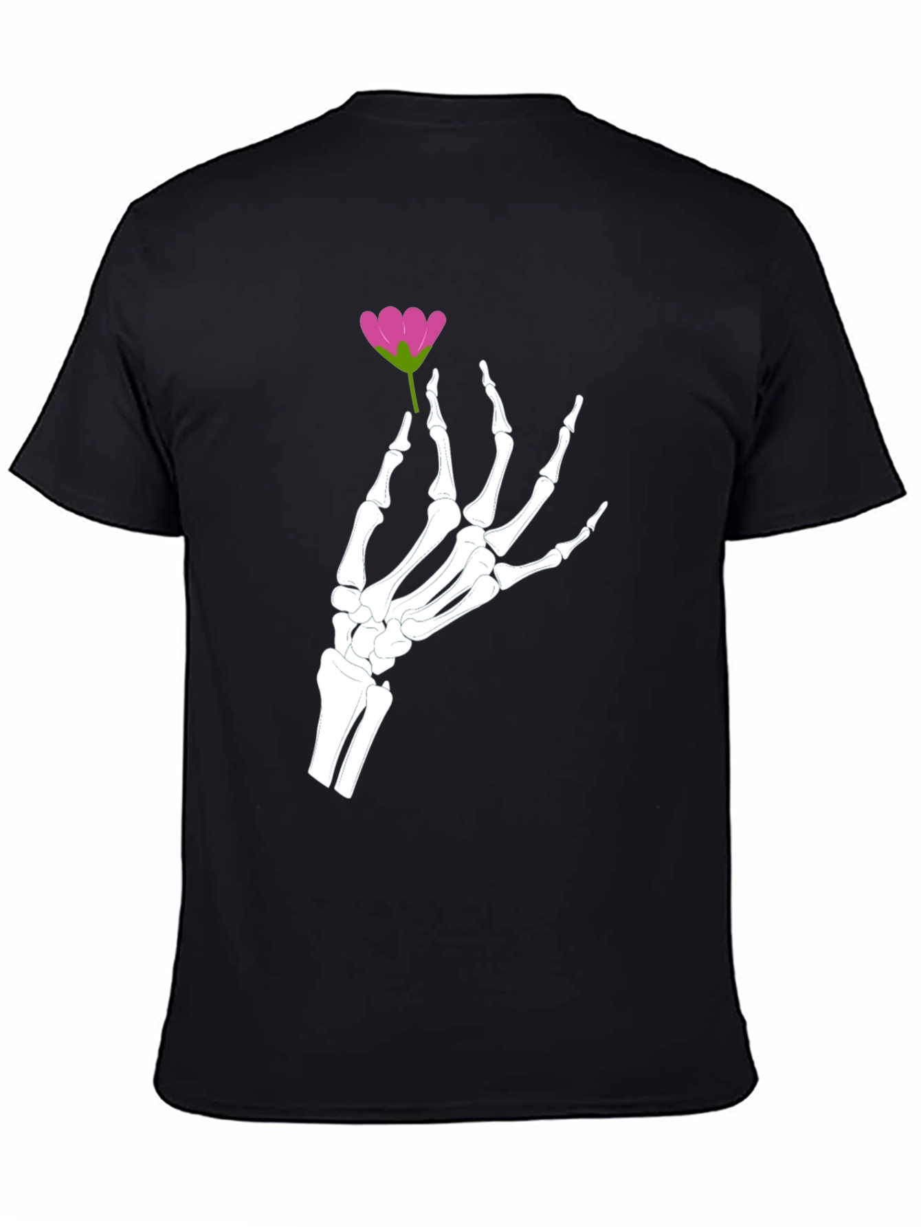 Floral Skeleton Hand Graphic Tee - Black