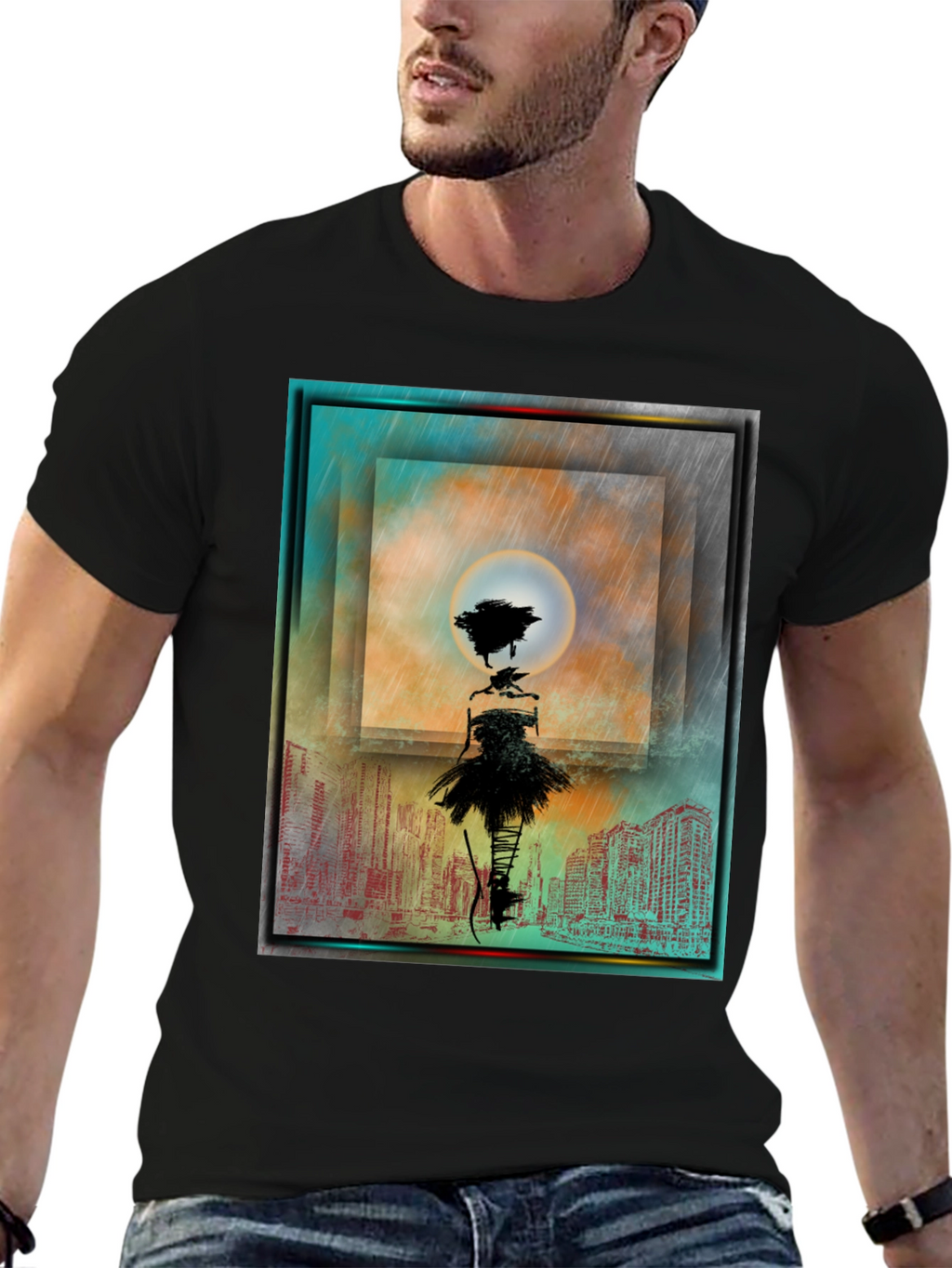 Abstract Cityscape Tee - Stylish Urban Design